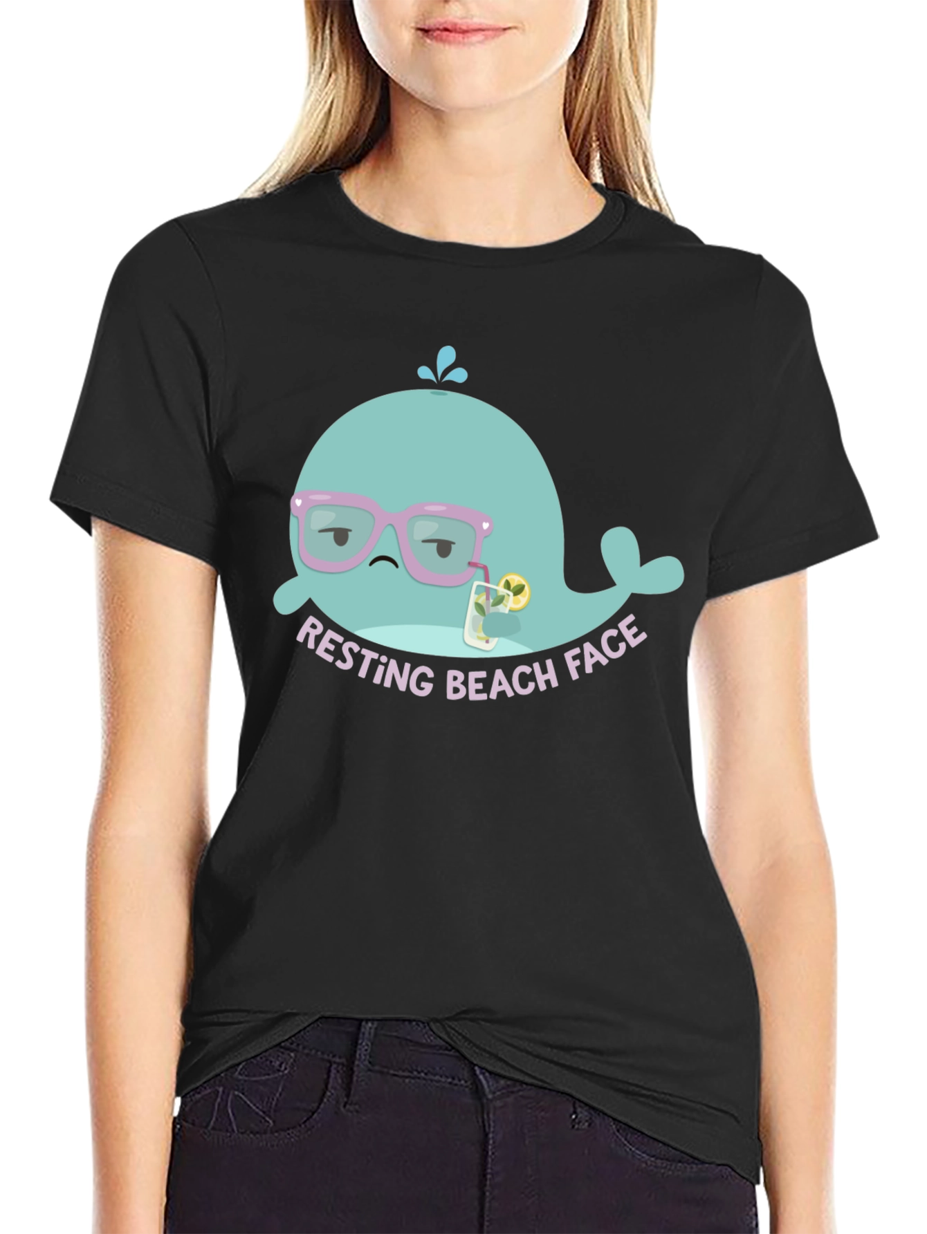 Resting Beach Face T-Shirt - Funny Cartoon Whale Tee