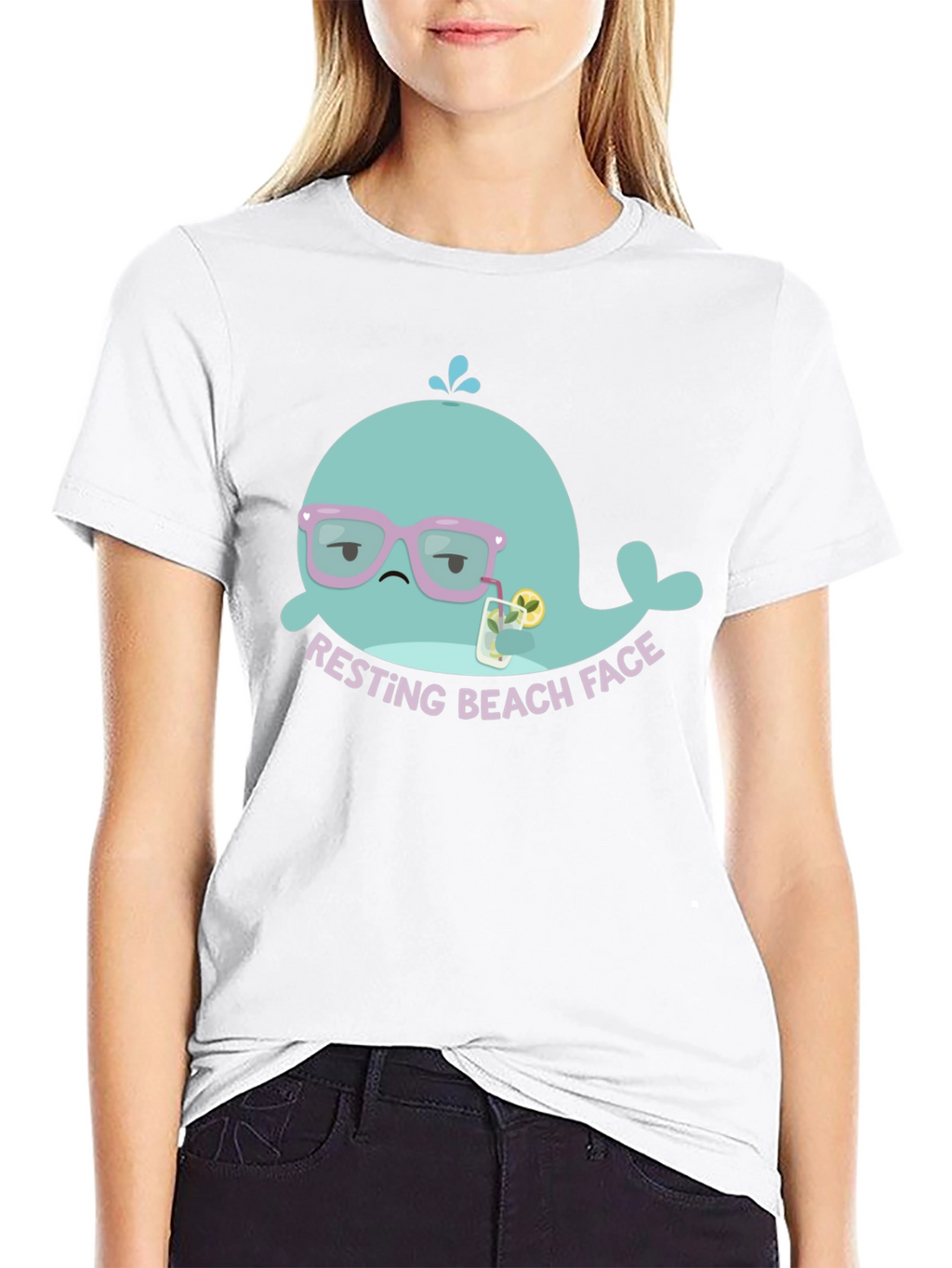 Resting Beach Face T-Shirt - Funny Cartoon Whale Tee