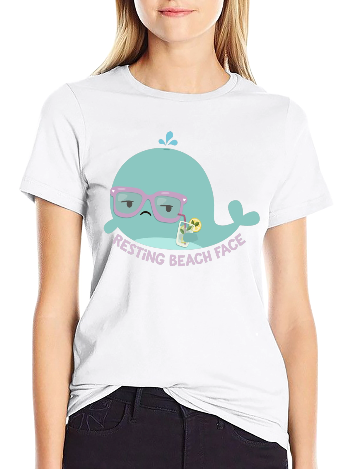 Resting Beach Face T-Shirt - Funny Cartoon Whale Tee