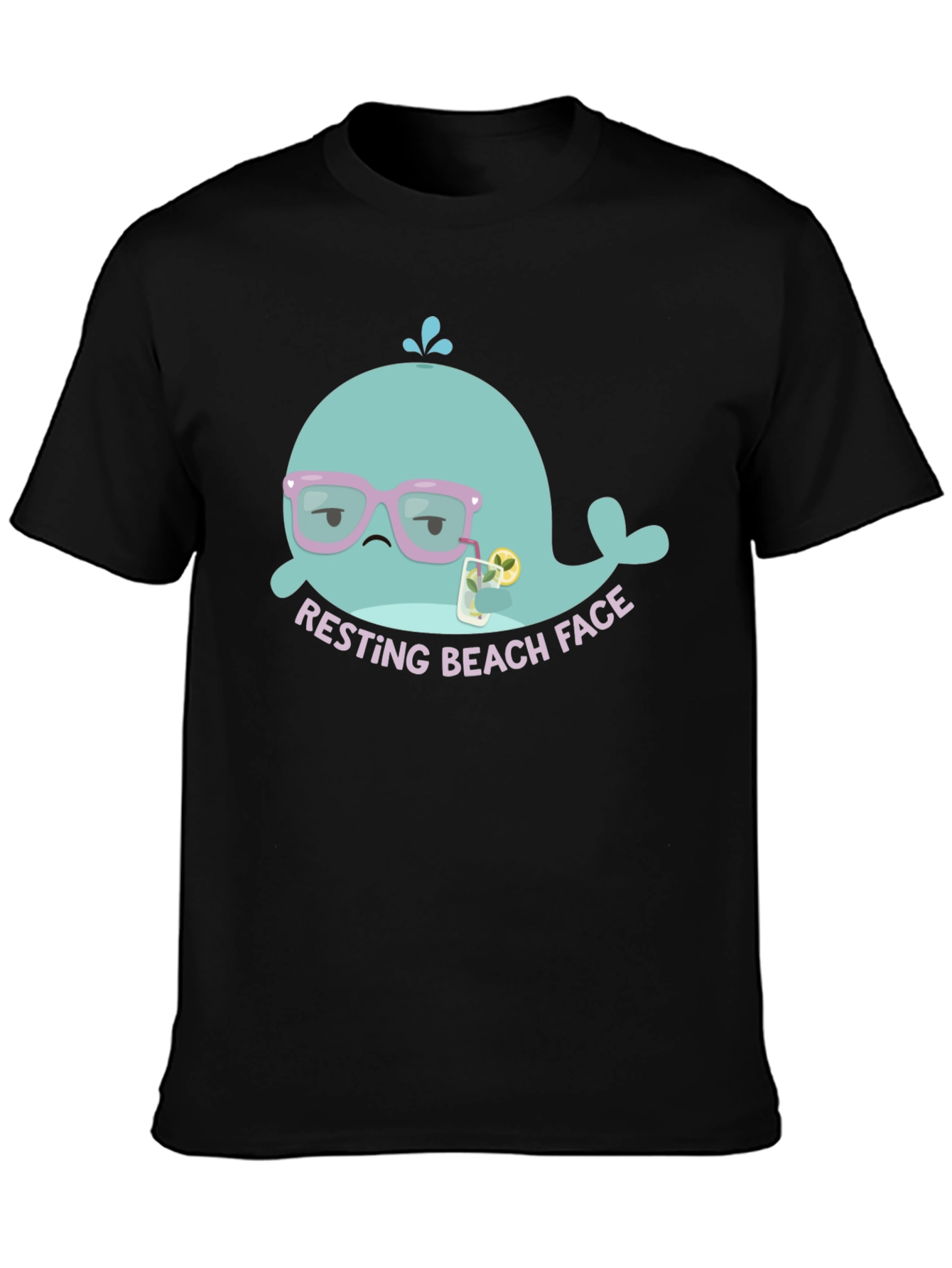 Resting Beach Face T-Shirt - Funny Cartoon Whale Tee
