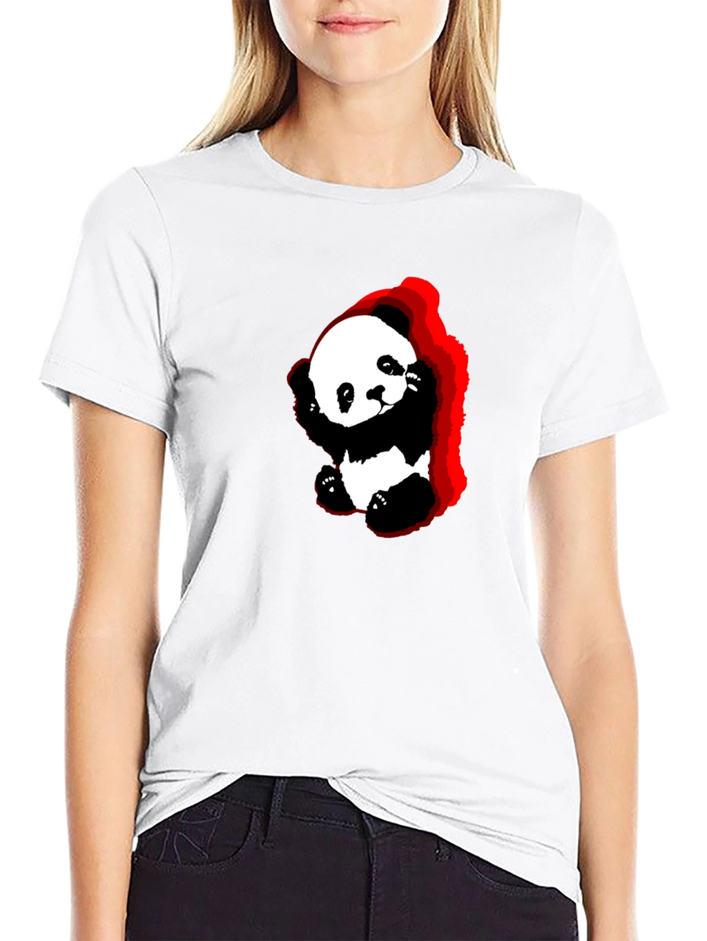 Cute Panda Graphic Black T-Shirt