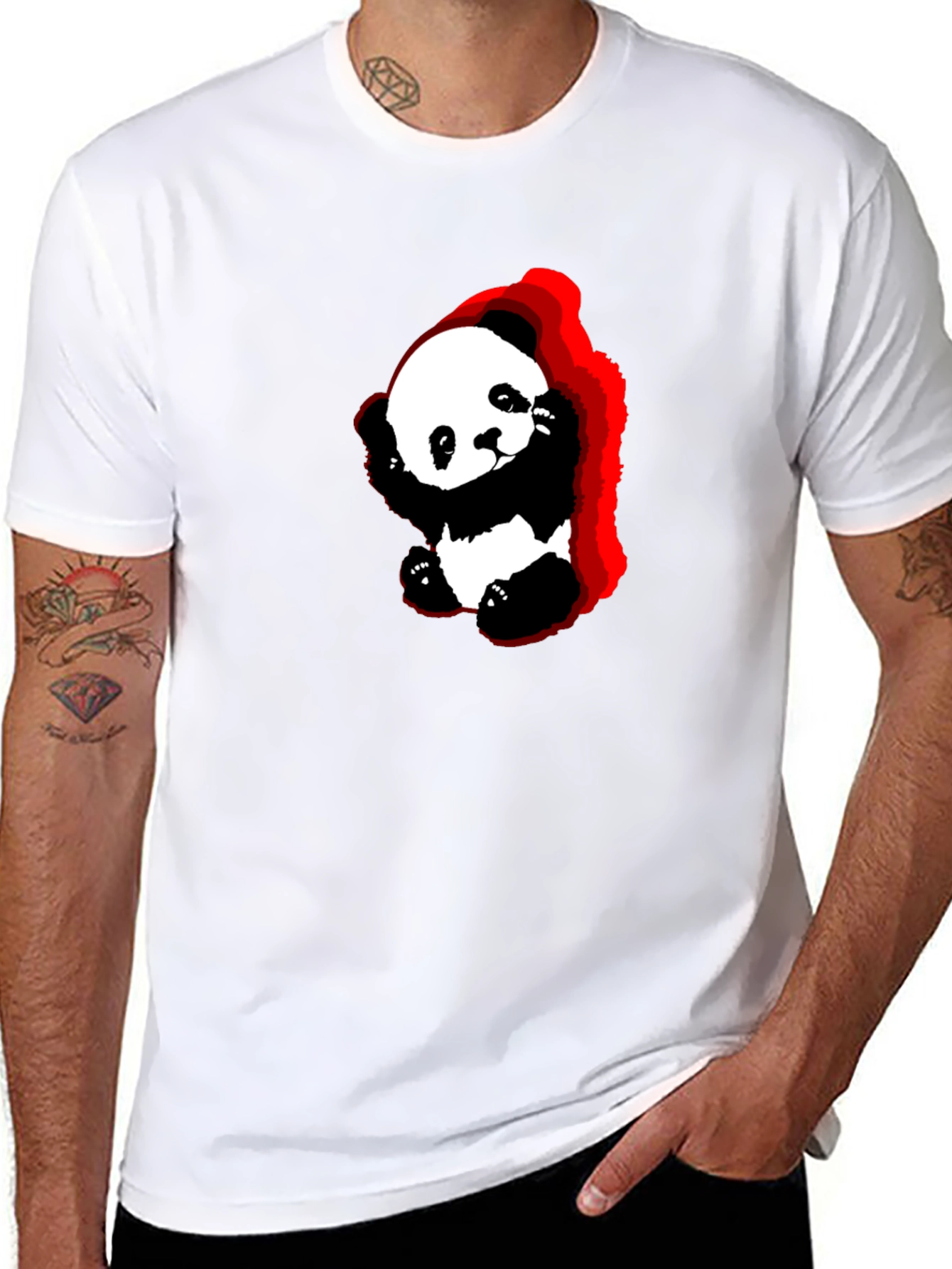 Cute Panda Graphic Black T-Shirt