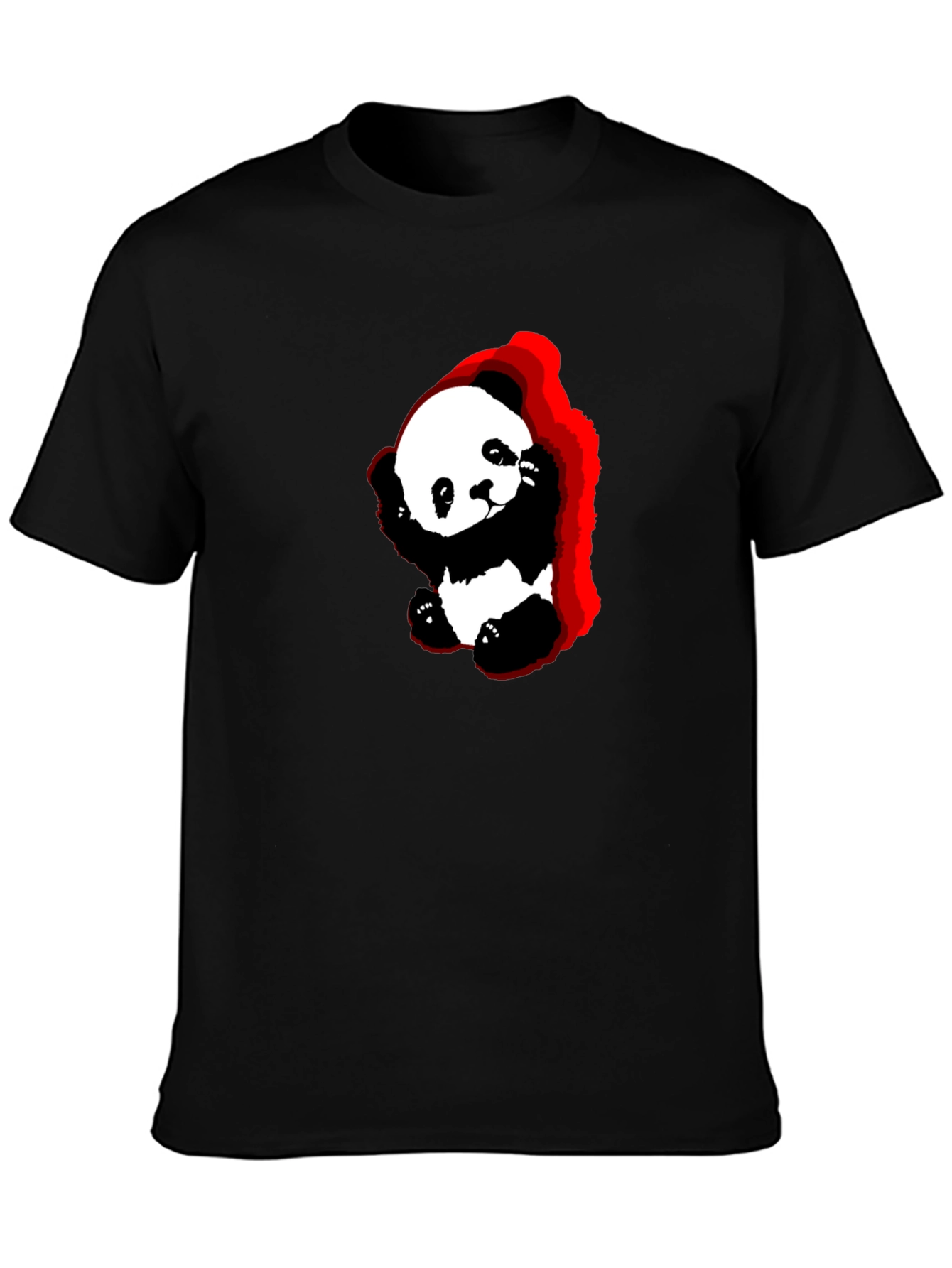 Cute Panda Graphic Black T-Shirt