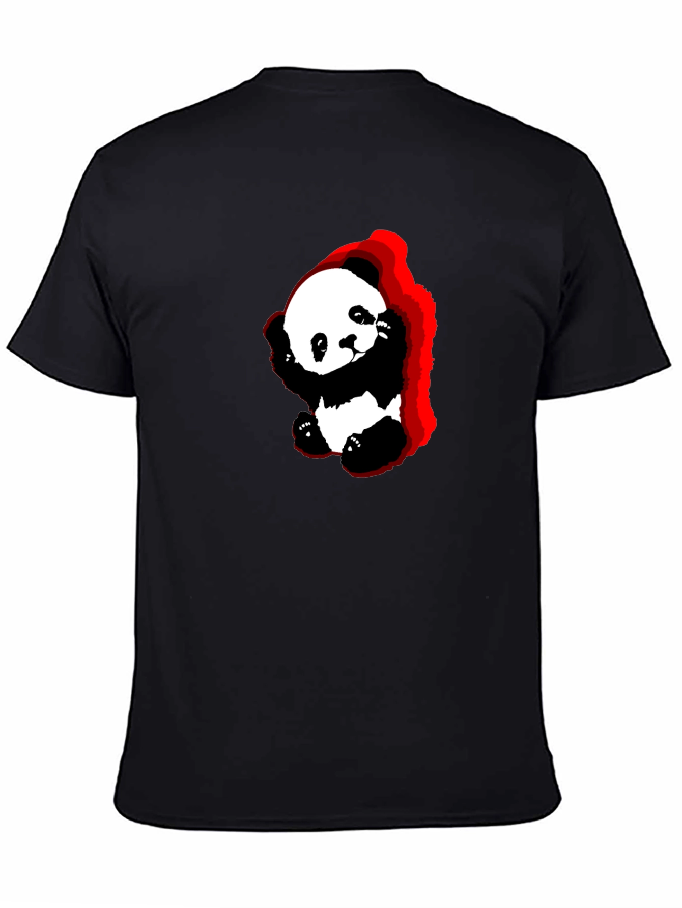 Cute Panda Graphic Black T-Shirt