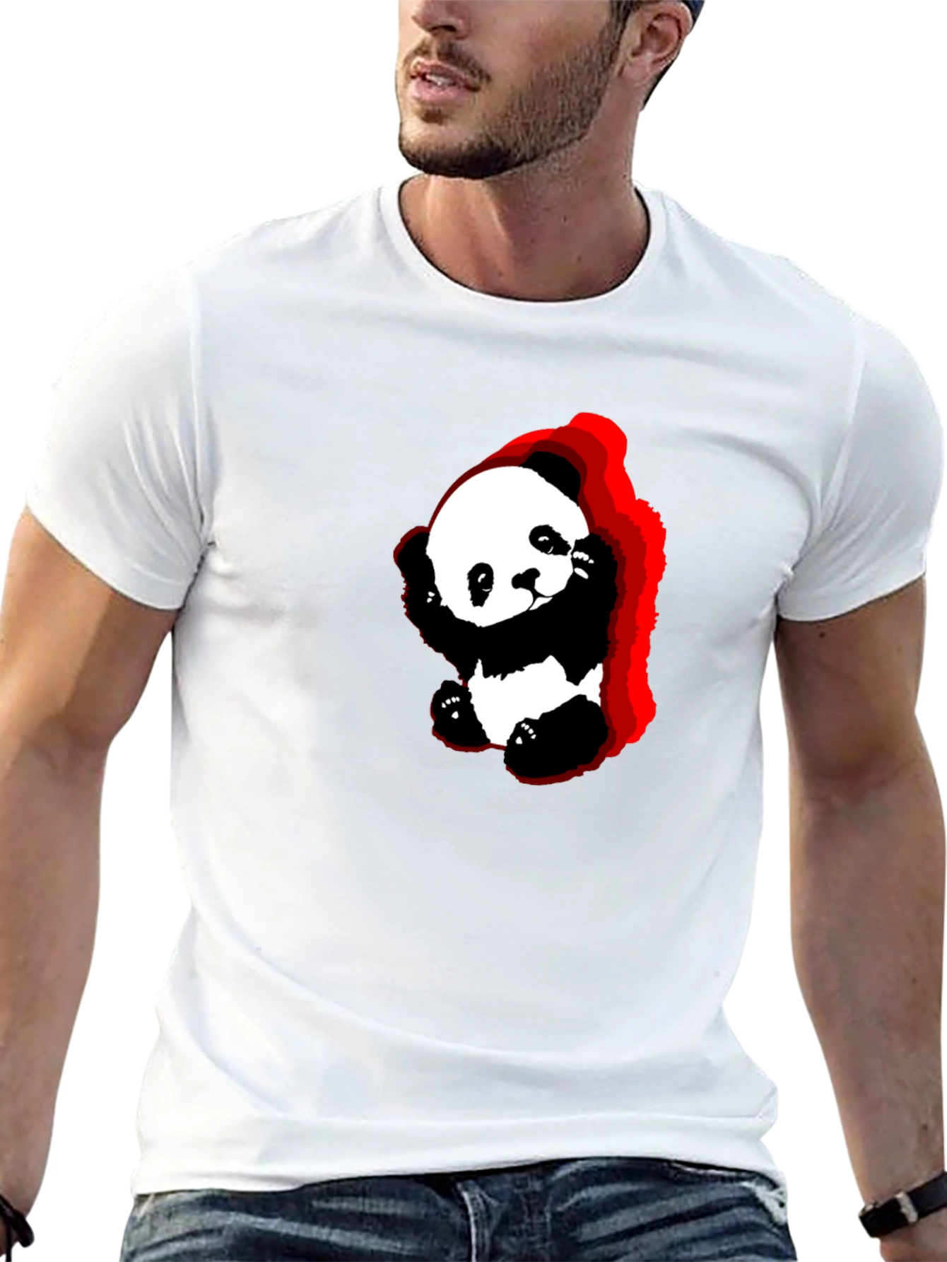 Cute Panda Graphic Black T-Shirt