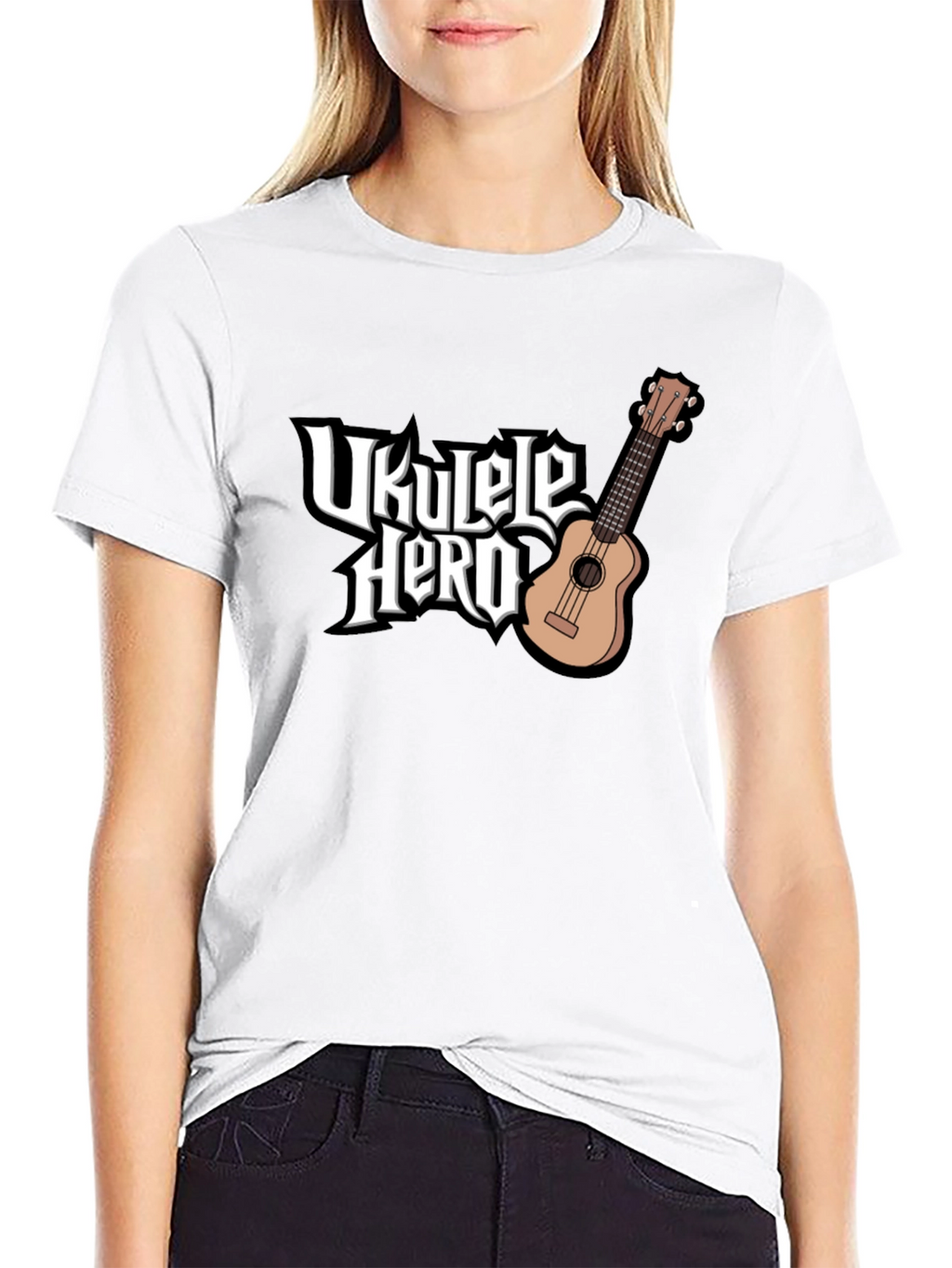 Ukulele Hero Black T-Shirt - Music Lover Tee