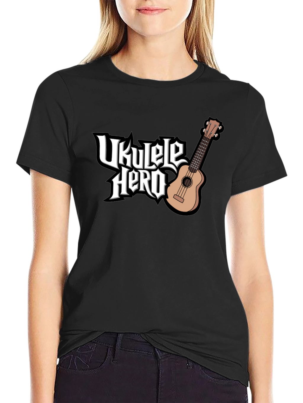 Ukulele Hero Black T-Shirt - Music Lover Tee