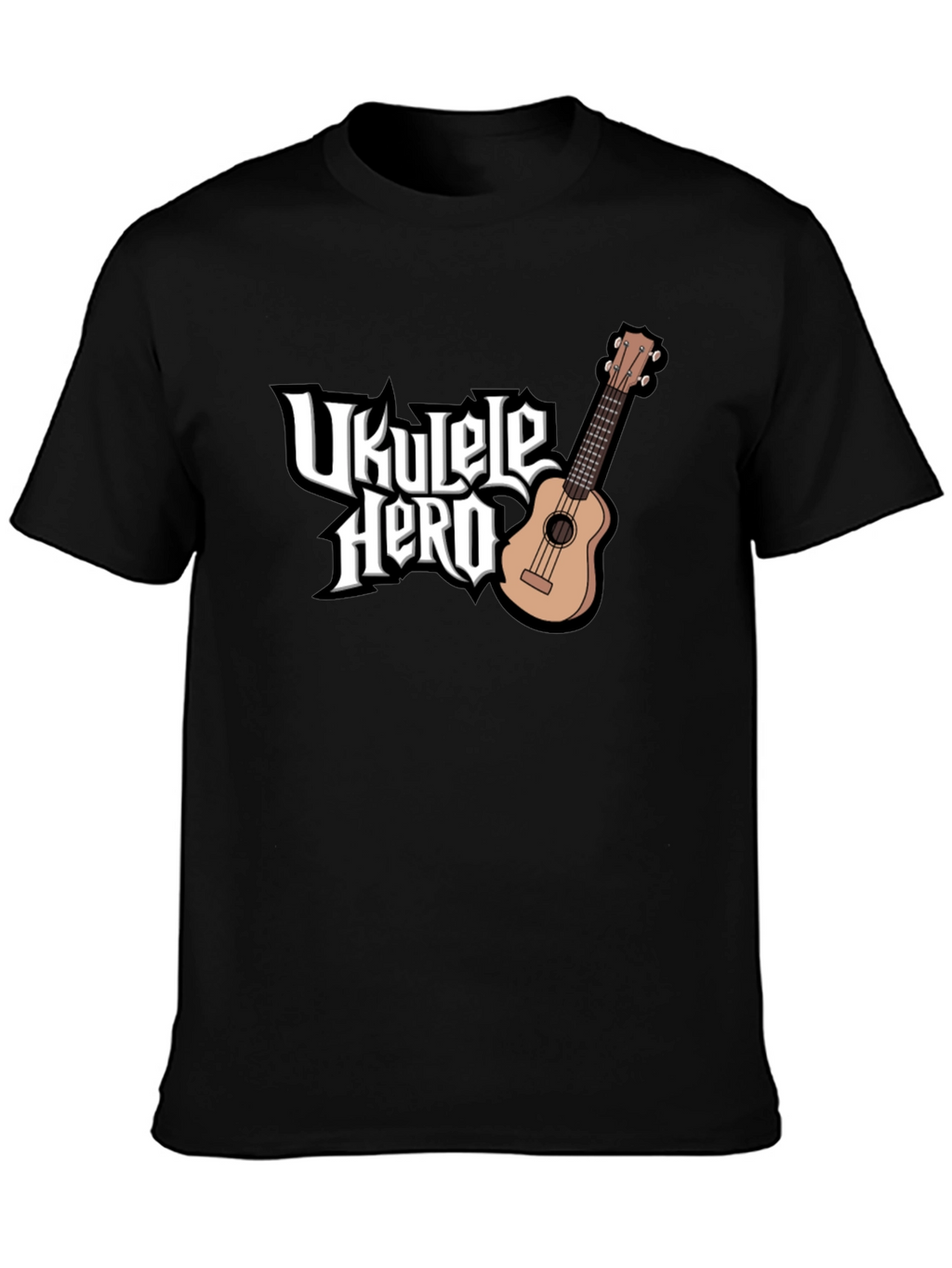 Ukulele Hero Black T-Shirt - Music Lover Tee