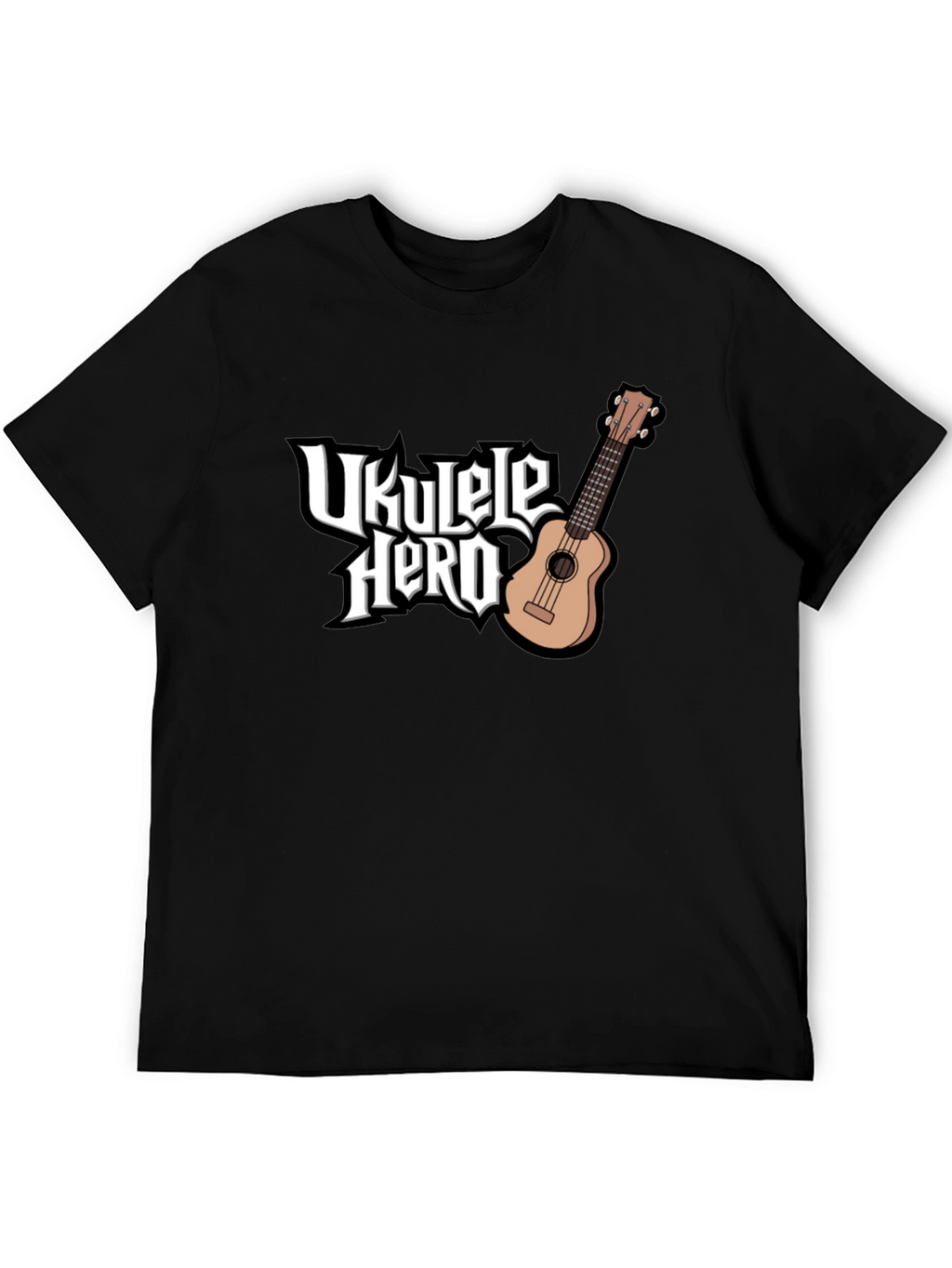Ukulele Hero Black T-Shirt - Music Lover Tee