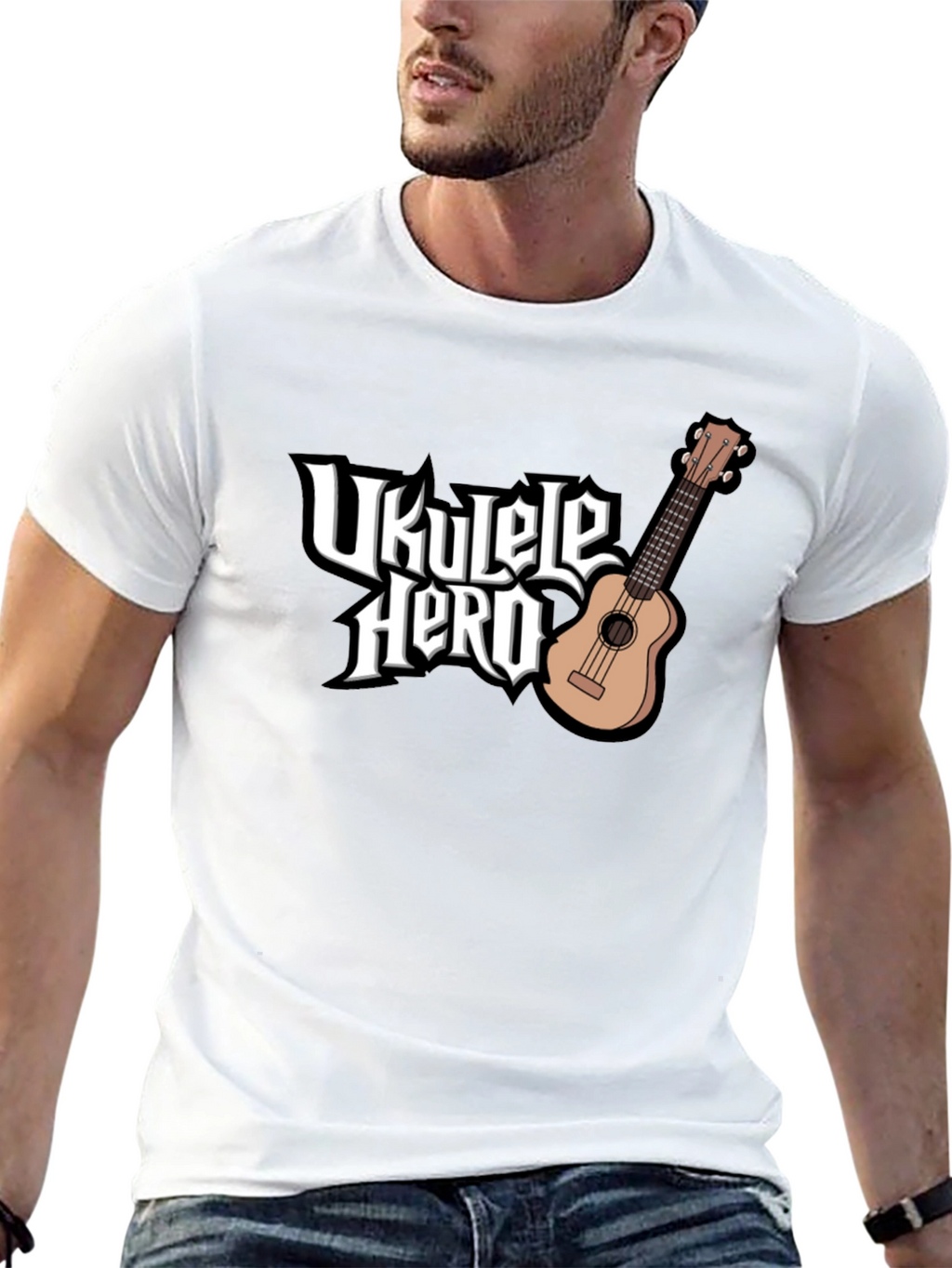 Ukulele Hero Black T-Shirt - Music Lover Tee