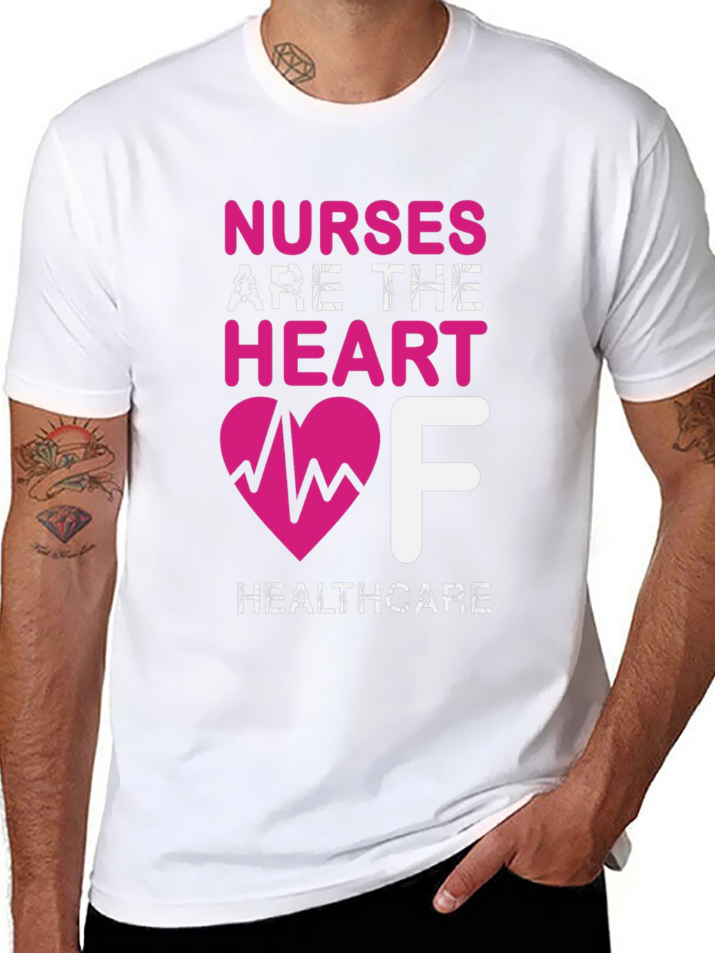 Nurses Are The Heart of Healthcare Black T-Shirt