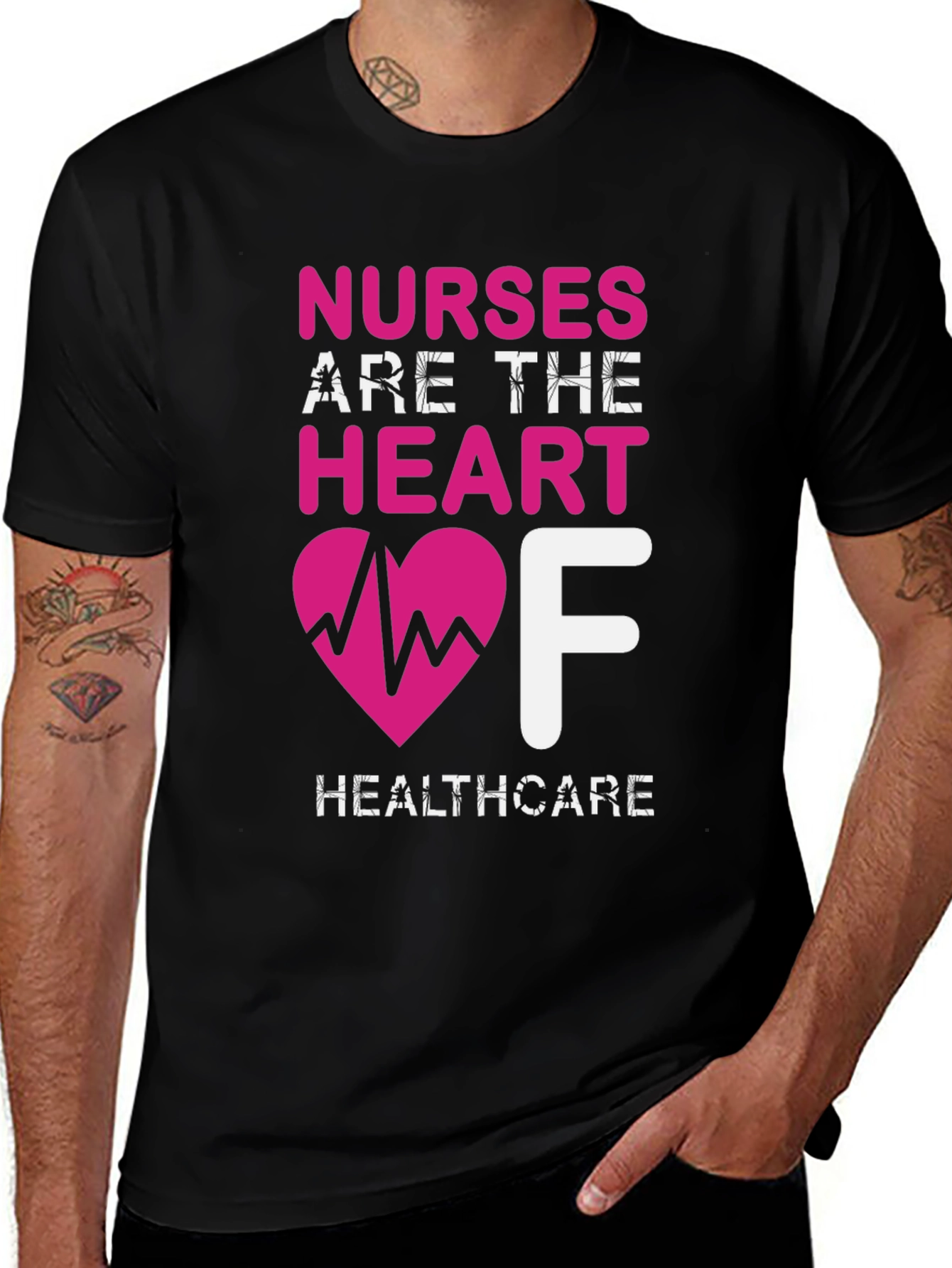 Nurses Are The Heart of Healthcare Black T-Shirt