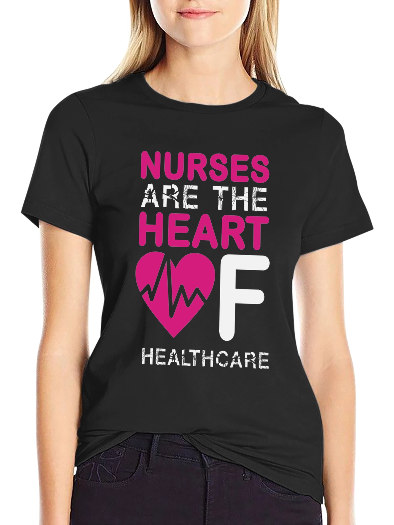 Nurses Are The Heart of Healthcare Black T-Shirt