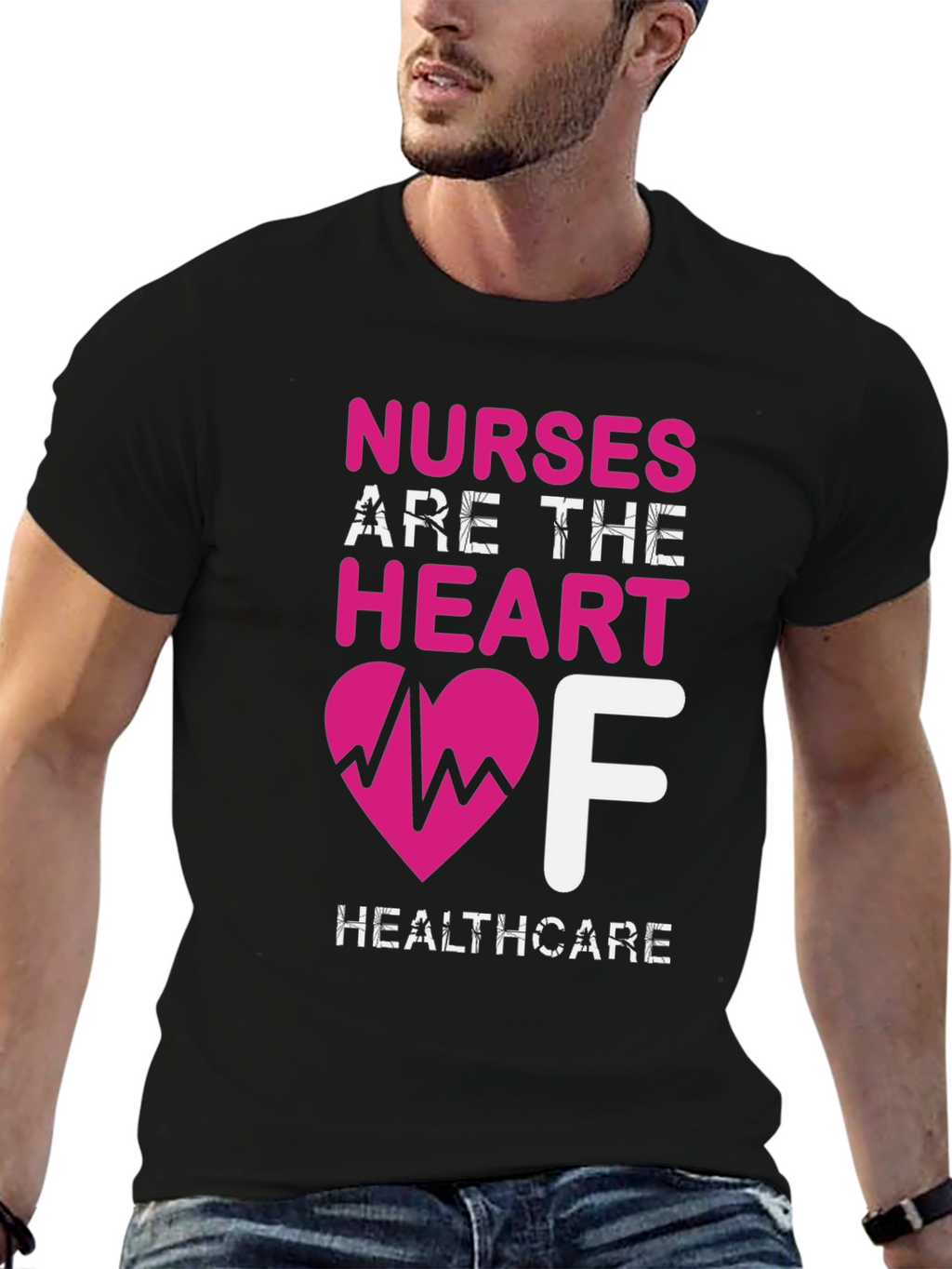 Nurses Are The Heart of Healthcare Black T-Shirt
