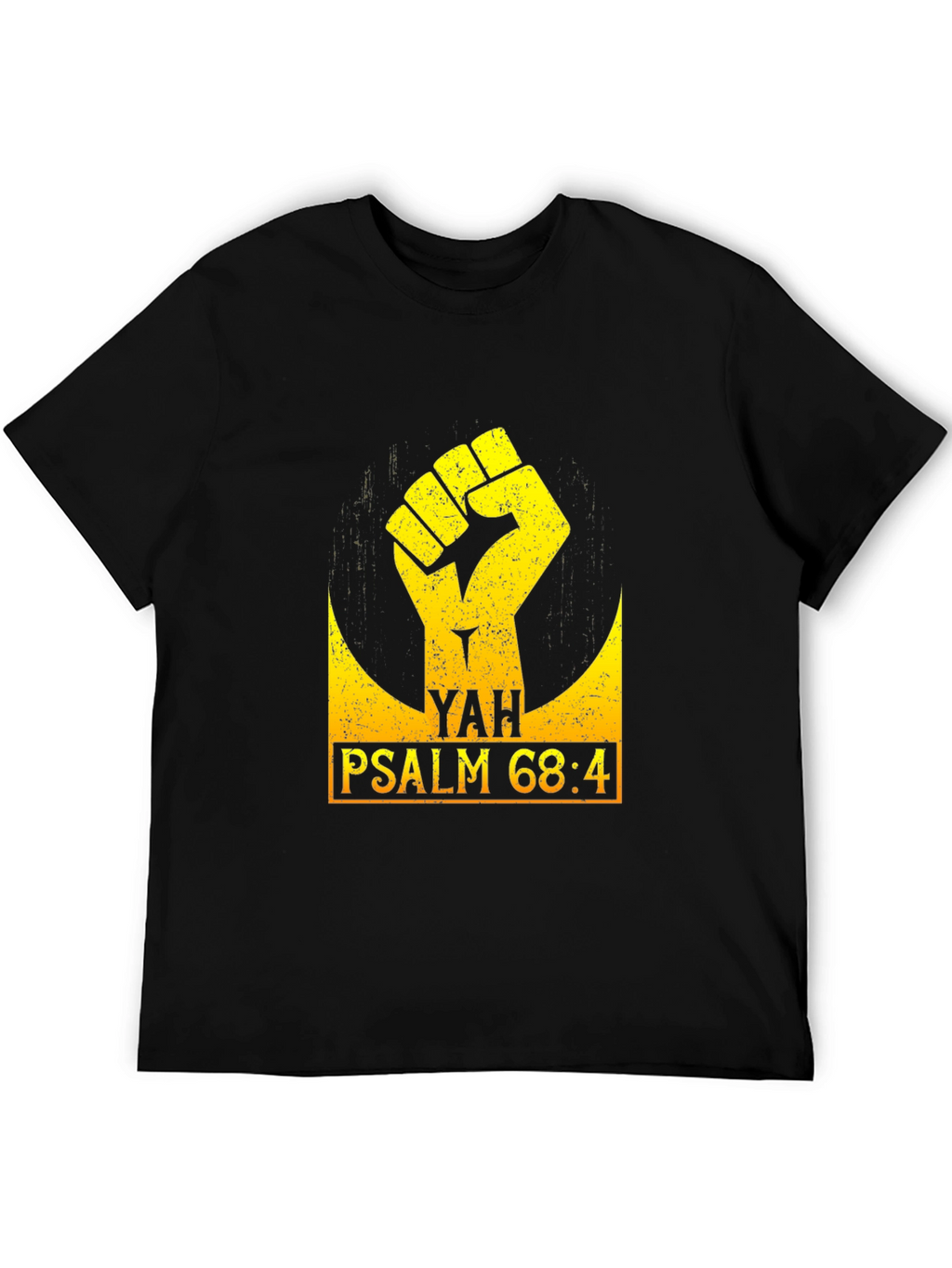 YAH Psalm 68:4 Fist Graphic Black T-Shirt