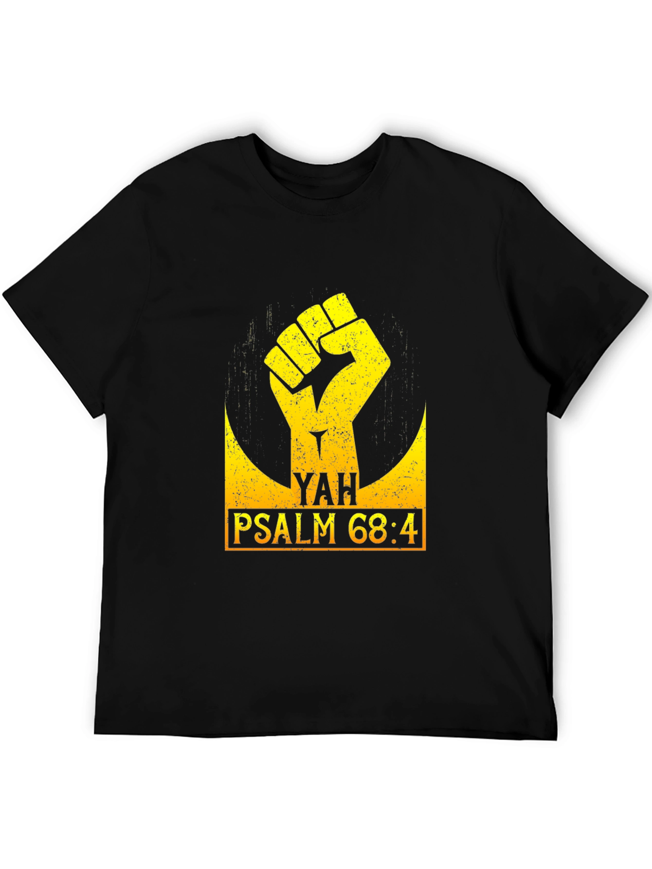 YAH Psalm 68:4 Fist Graphic Black T-Shirt