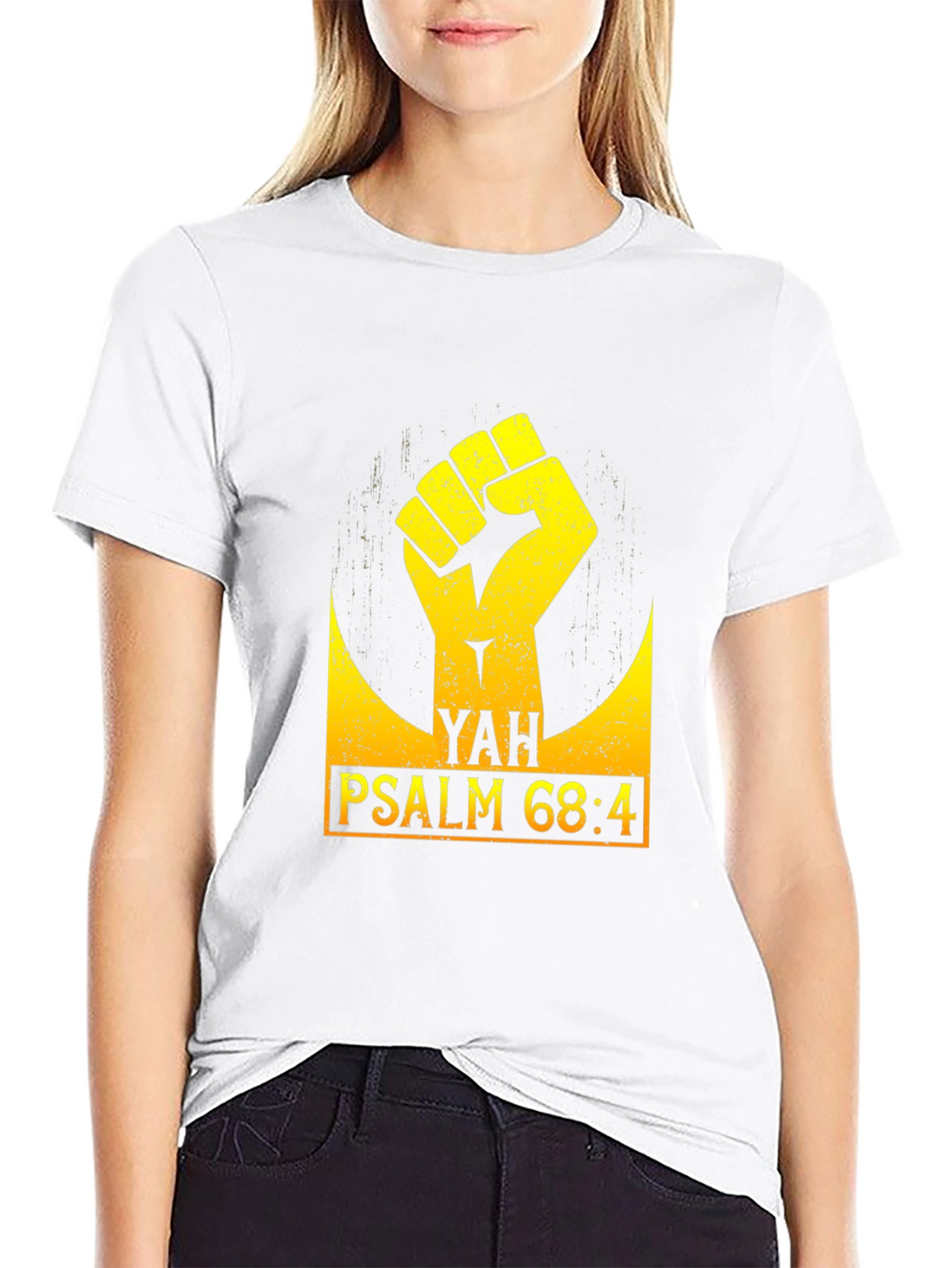 YAH Psalm 68:4 Fist Graphic Black T-Shirt