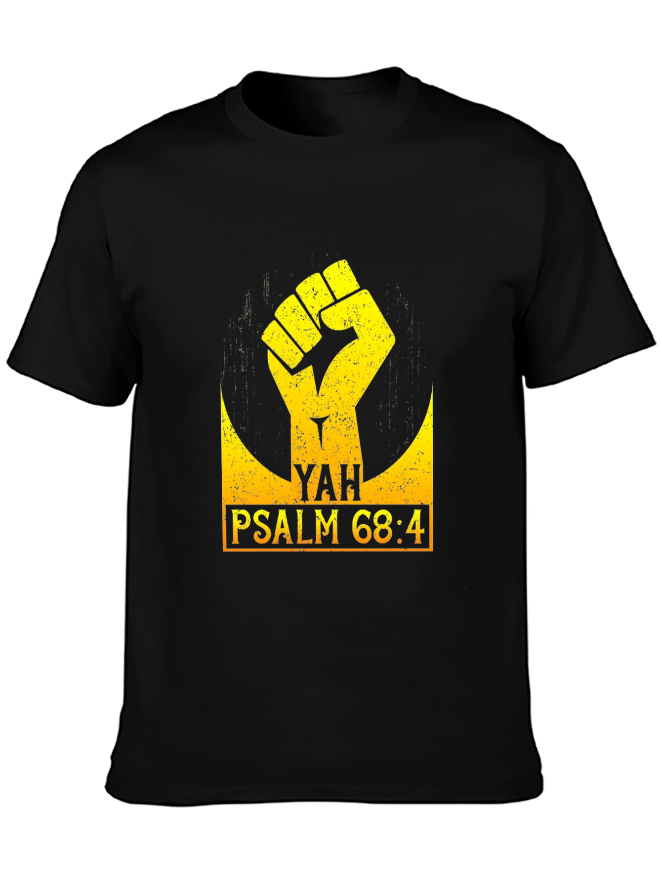 YAH Psalm 68:4 Fist Graphic Black T-Shirt