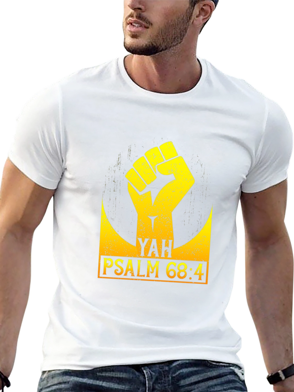 YAH Psalm 68:4 Fist Graphic Black T-Shirt