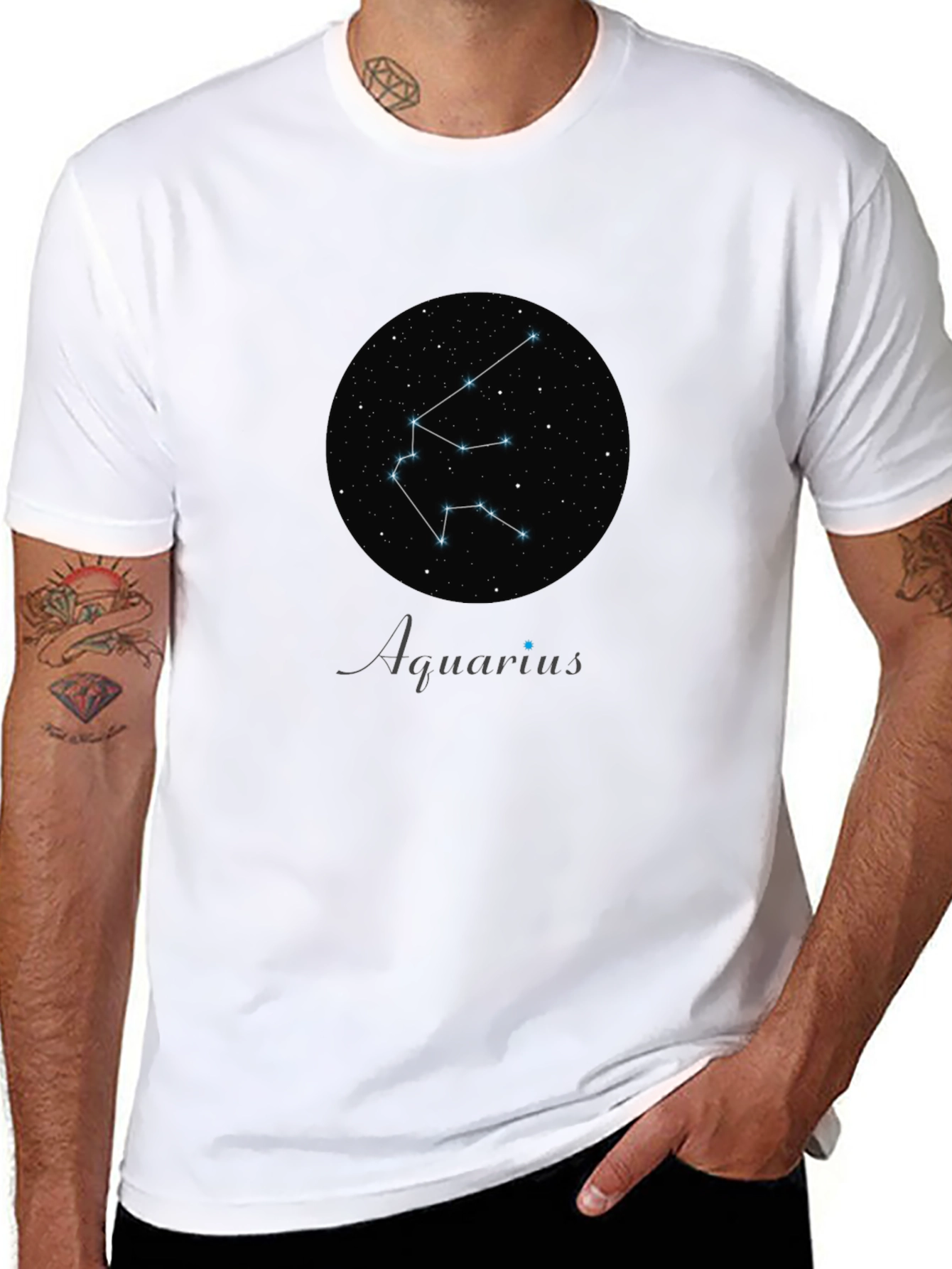 Aquarius Constellation Black T-Shirt