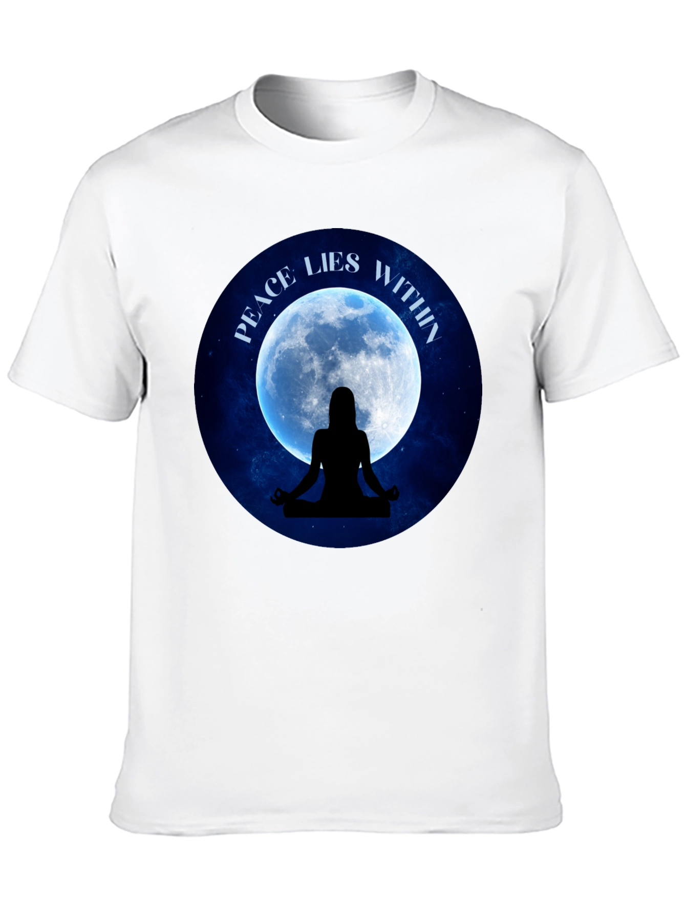 Peace Within T-Shirt - Meditating Silhouette Moon Graphic Tee