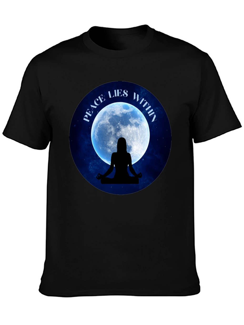 Peace Within T-Shirt - Meditating Silhouette Moon Graphic Tee