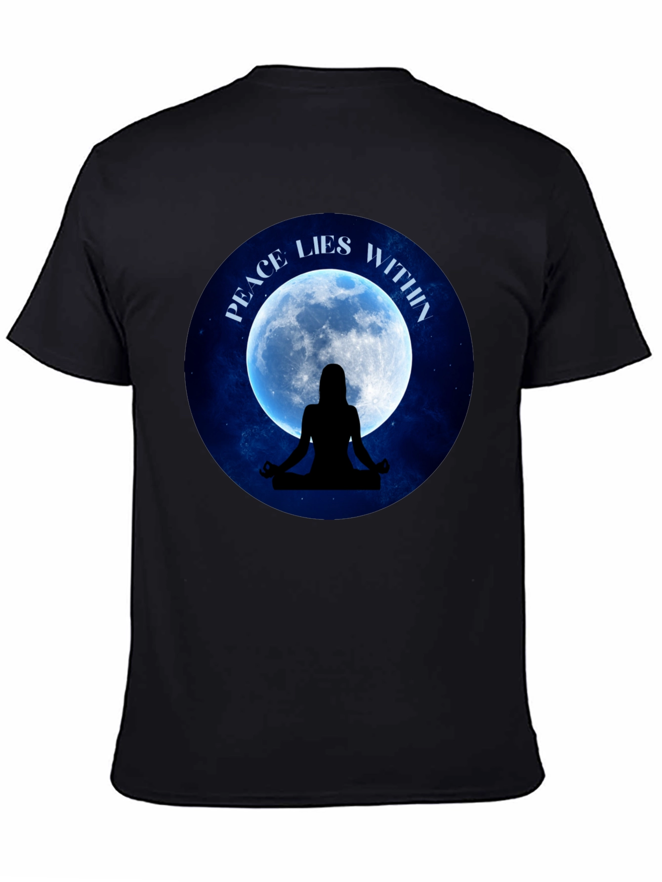 Peace Within T-Shirt - Meditating Silhouette Moon Graphic Tee