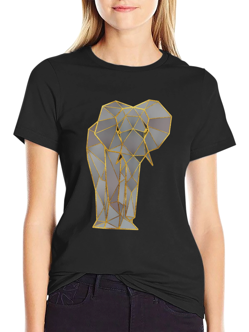Geometric Elephant Graphic Tee - Stylish Animal Print Shirt