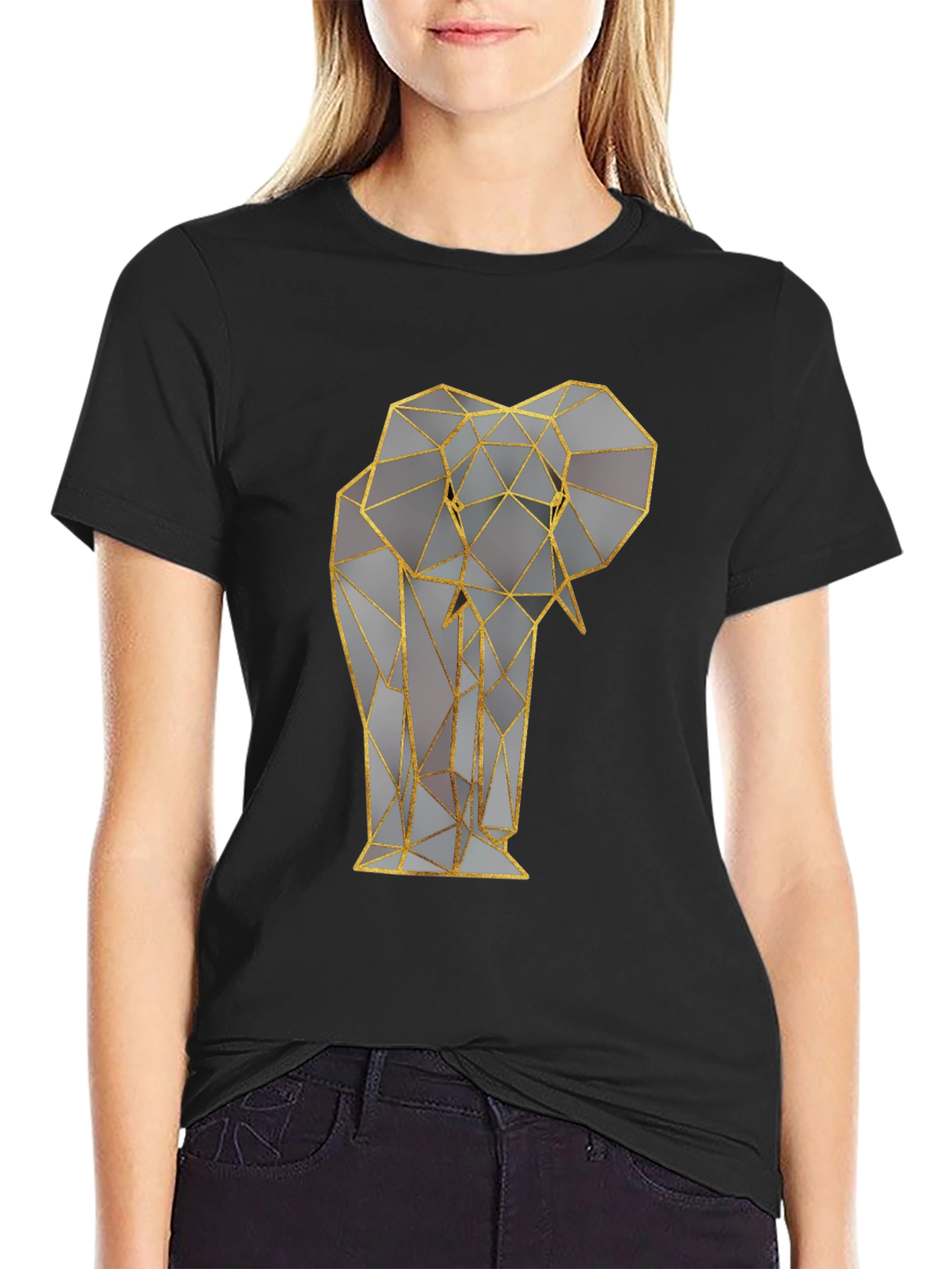 Geometric Elephant Graphic Tee - Stylish Animal Print Shirt