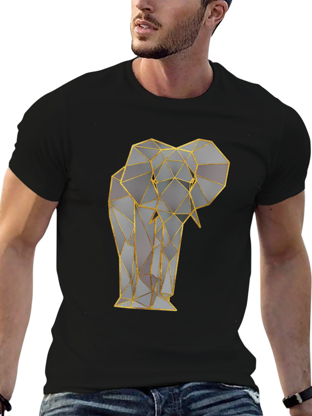 Geometric Elephant Graphic Tee - Stylish Animal Print Shirt