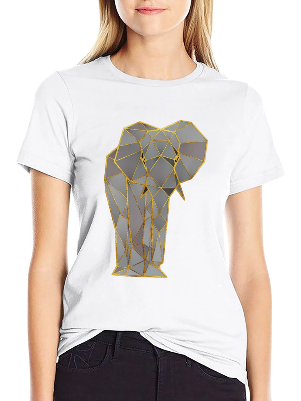 Geometric Elephant Graphic Tee - Stylish Animal Print Shirt