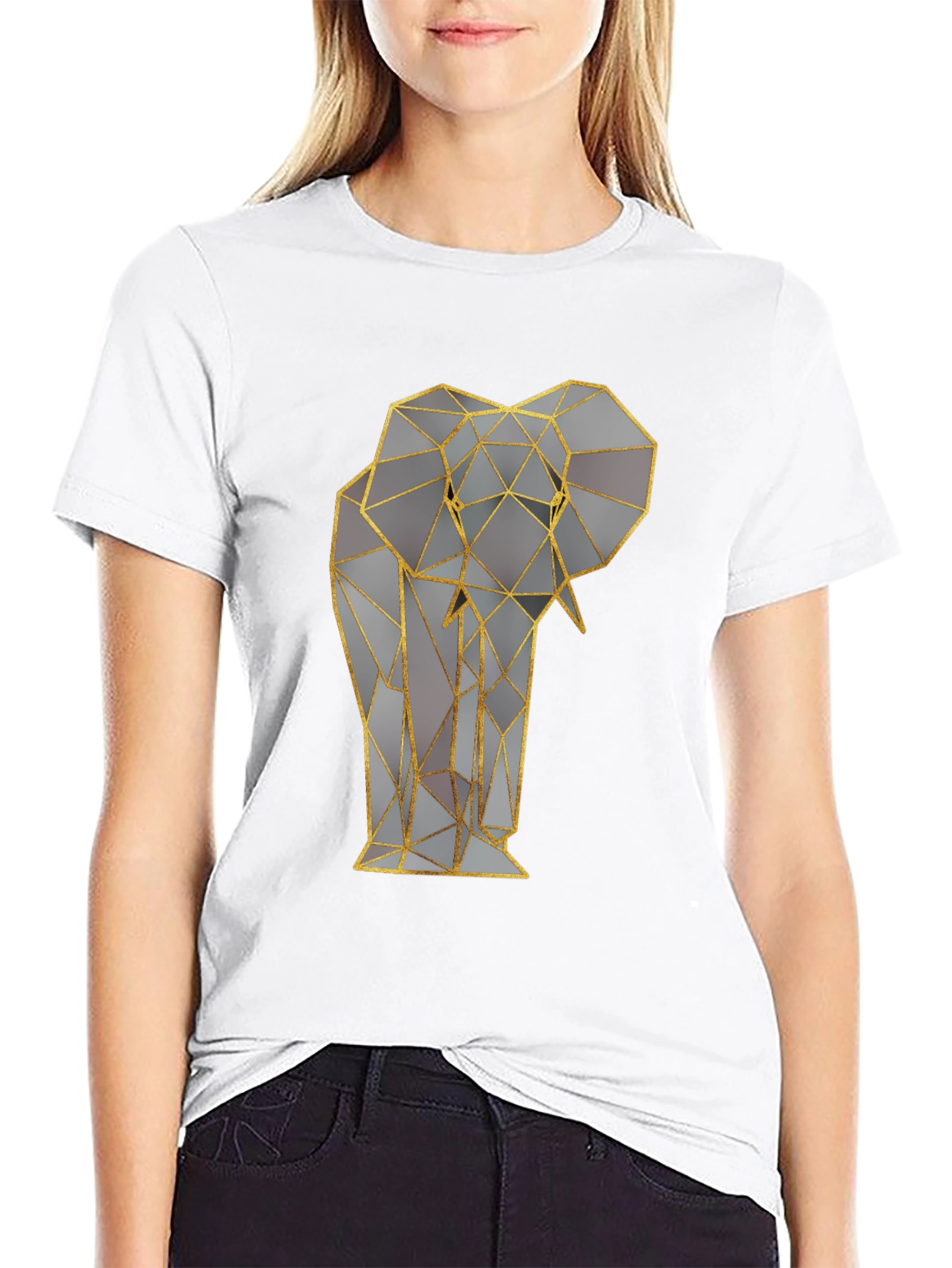 Geometric Elephant Graphic Tee - Stylish Animal Print Shirt