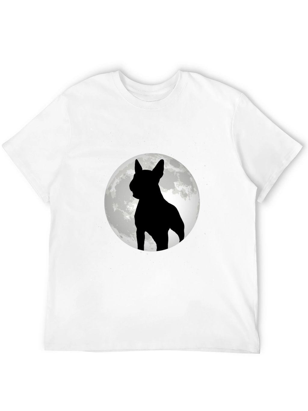 Dog Silhouette Moon Graphic Tee - Black Cotton Blend