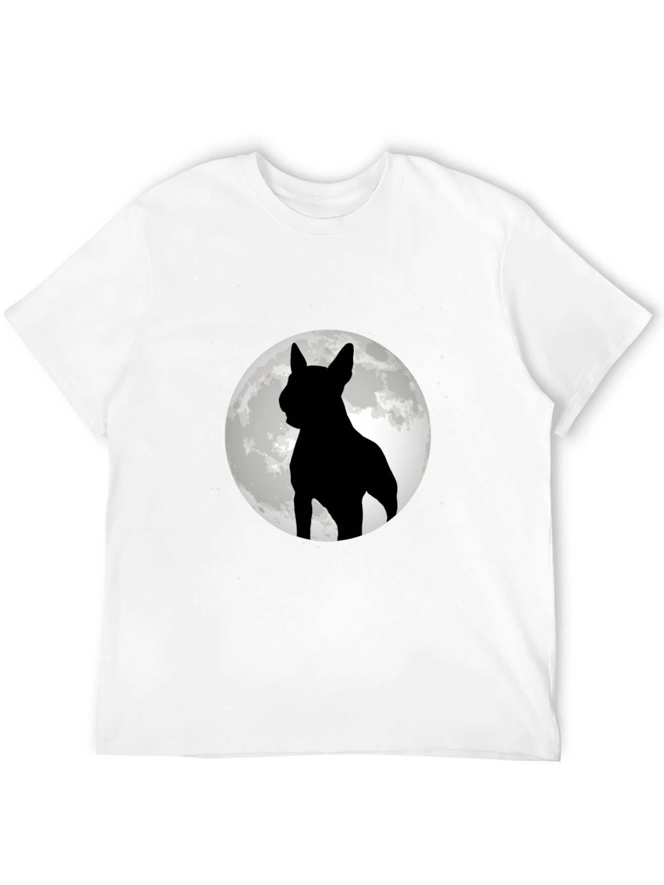 Dog Silhouette Moon Graphic Tee - Black Cotton Blend