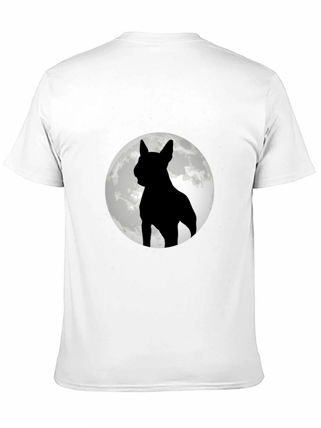 Dog Silhouette Moon Graphic Tee - Black Cotton Blend