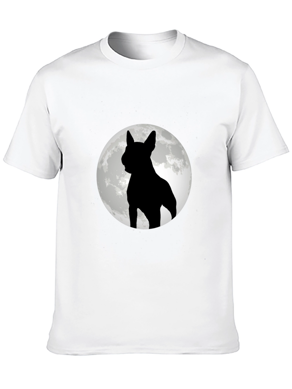 Dog Silhouette Moon Graphic Tee - Black Cotton Blend