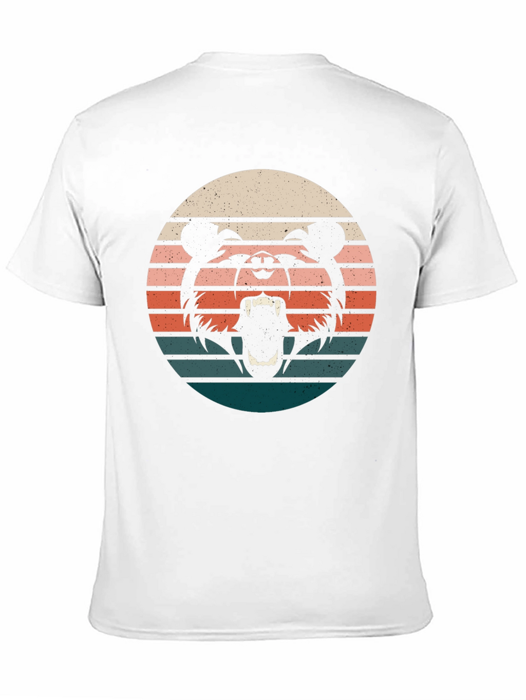 Retro Bear Sunset Graphic Tee - Black Cotton T-Shirt