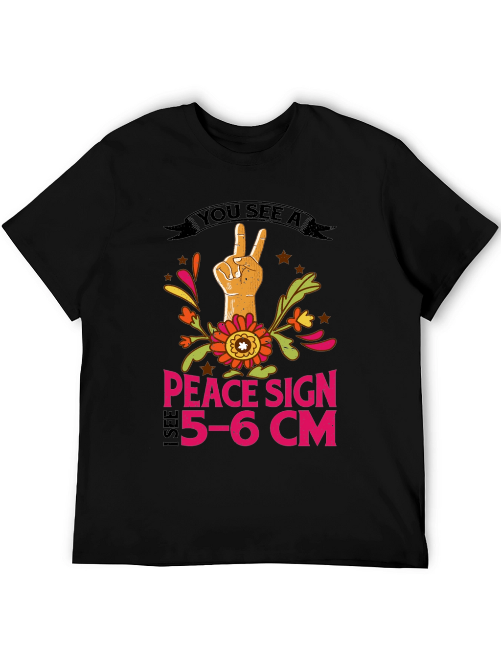 Peace Sign 5-6cm T-Shirt - Funny Novelty Tee