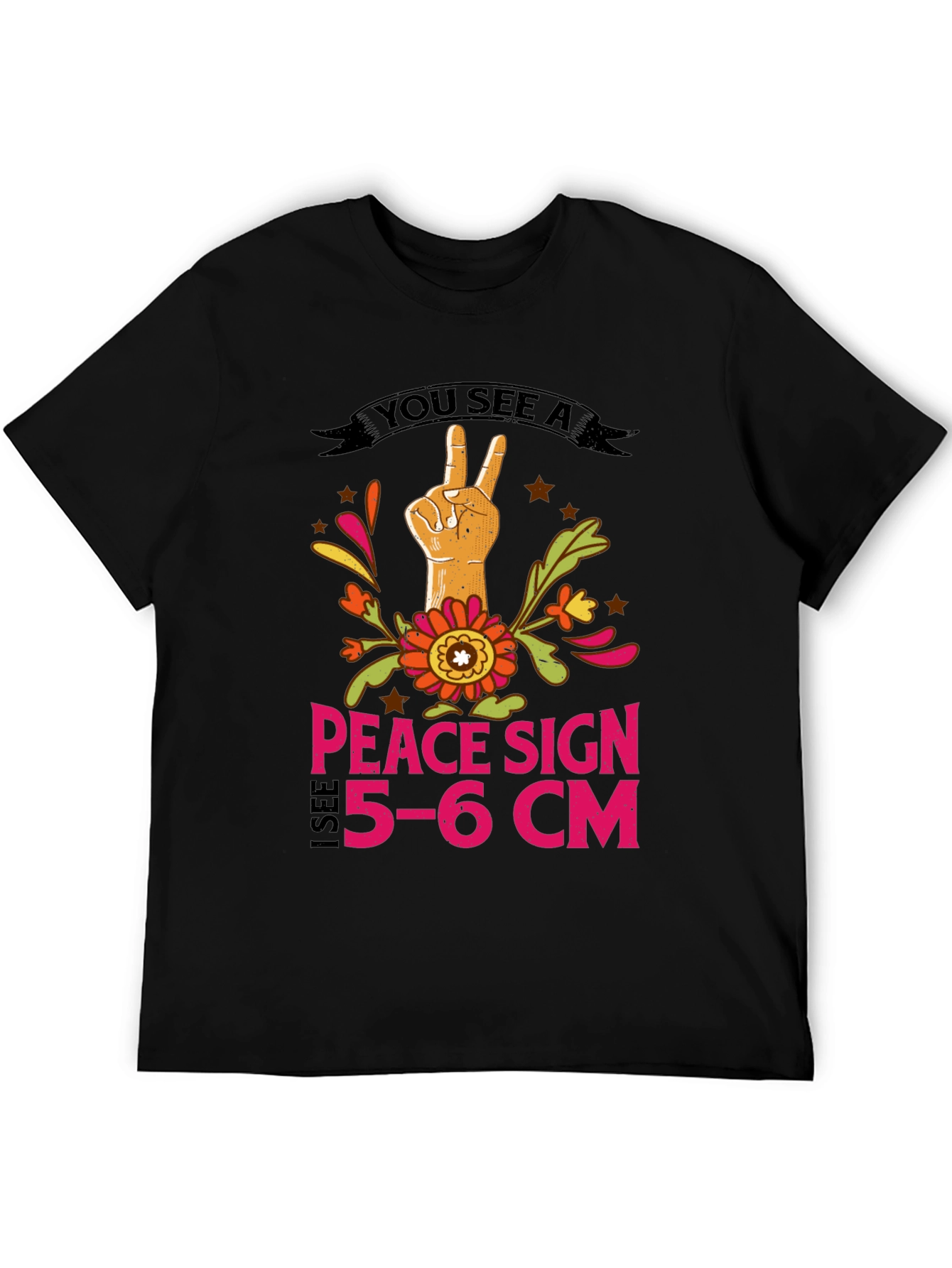 Peace Sign 5-6cm T-Shirt - Funny Novelty Tee