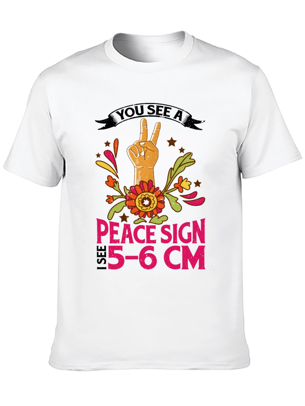 Peace Sign 5-6cm T-Shirt - Funny Novelty Tee