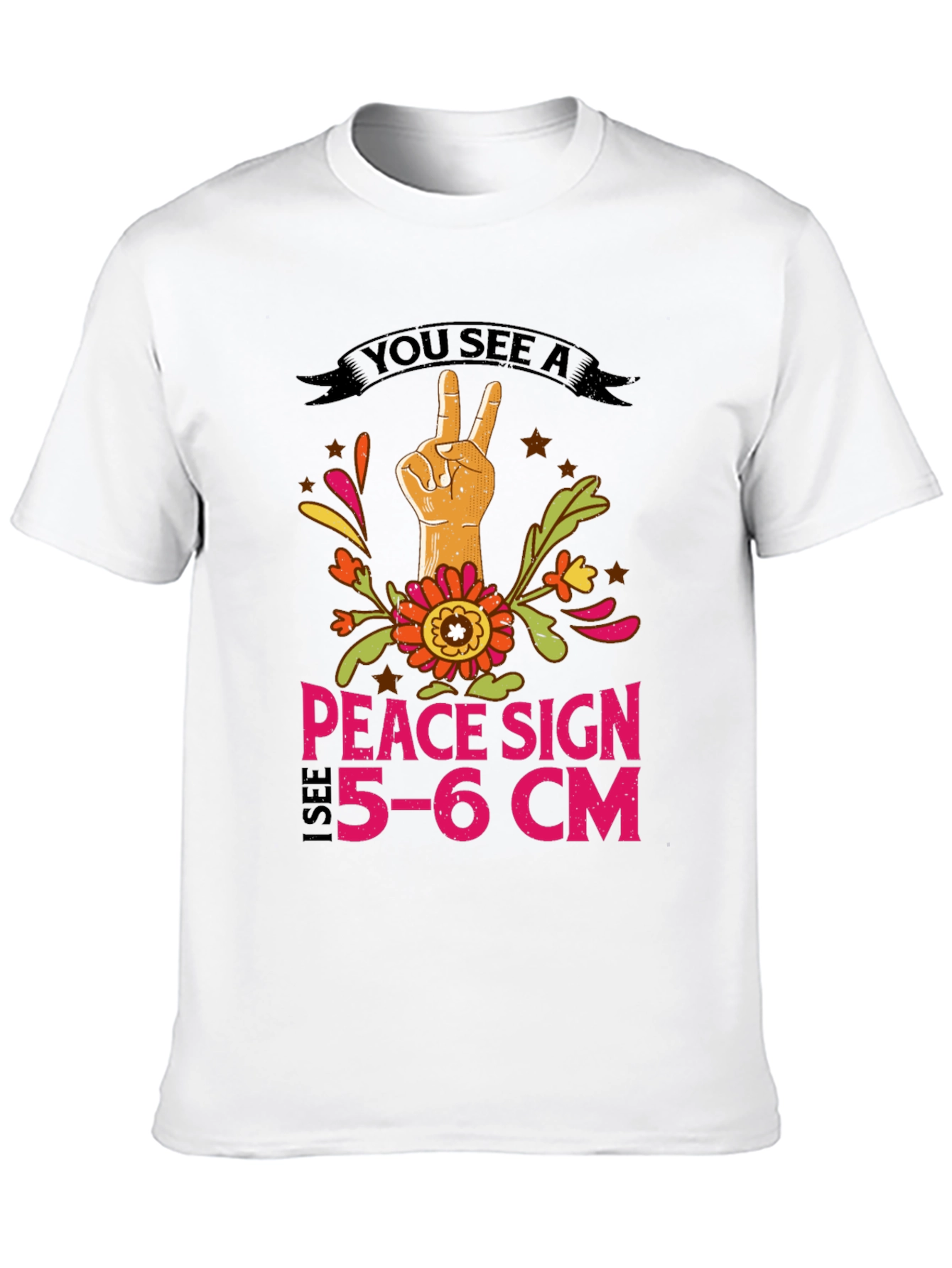 Peace Sign 5-6cm T-Shirt - Funny Novelty Tee
