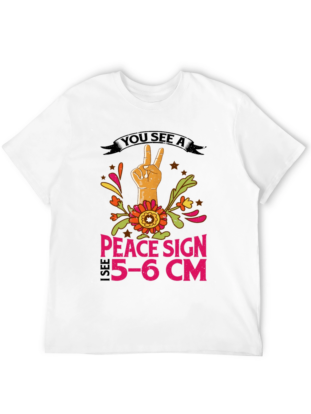 Peace Sign 5-6cm T-Shirt - Funny Novelty Tee