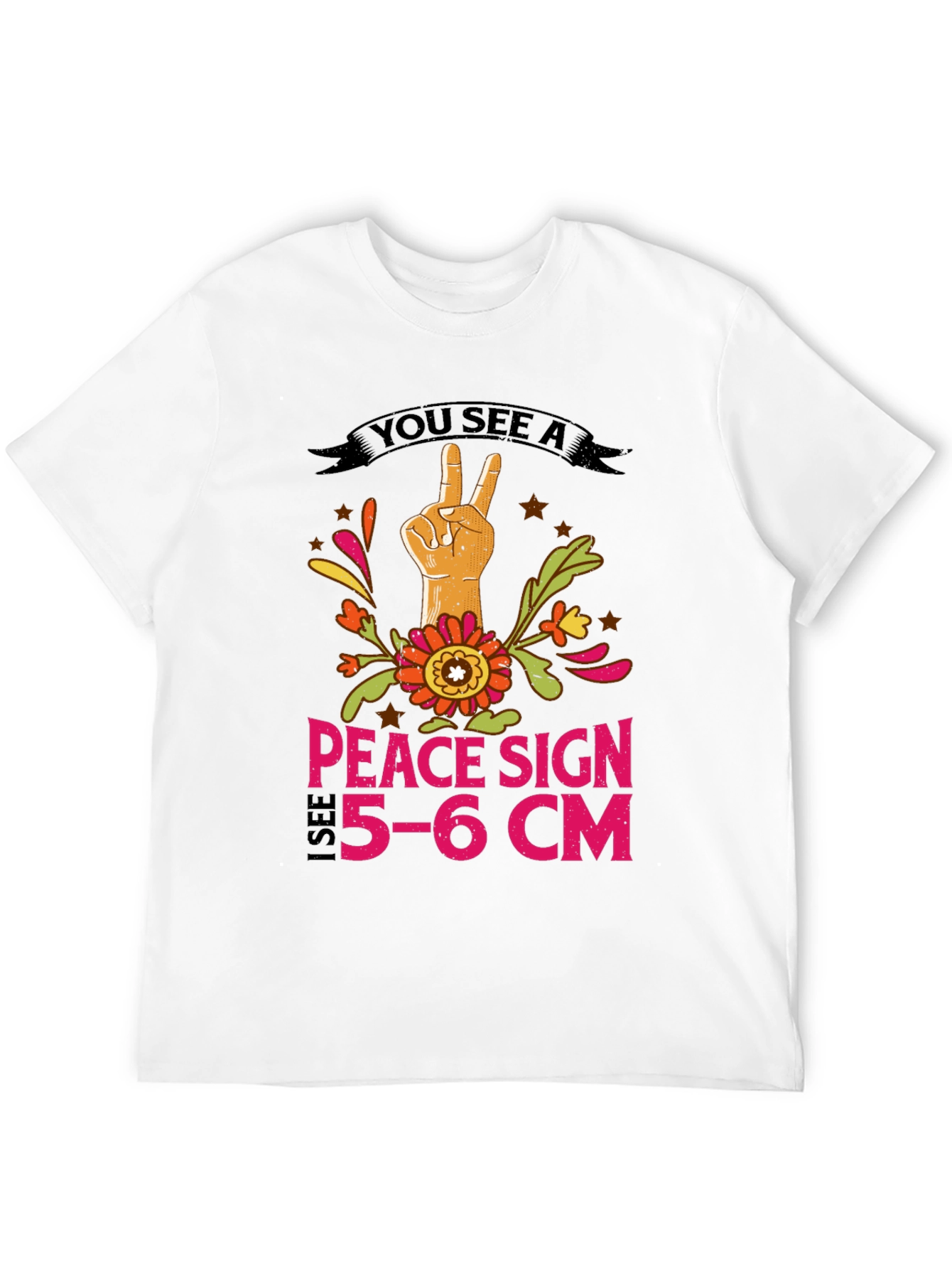 Peace Sign 5-6cm T-Shirt - Funny Novelty Tee