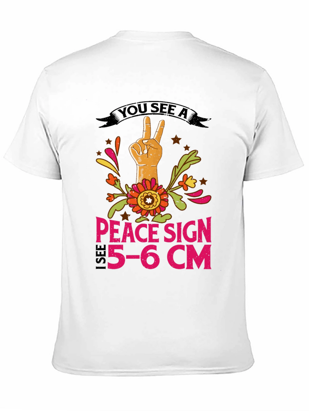 Peace Sign 5-6cm T-Shirt - Funny Novelty Tee