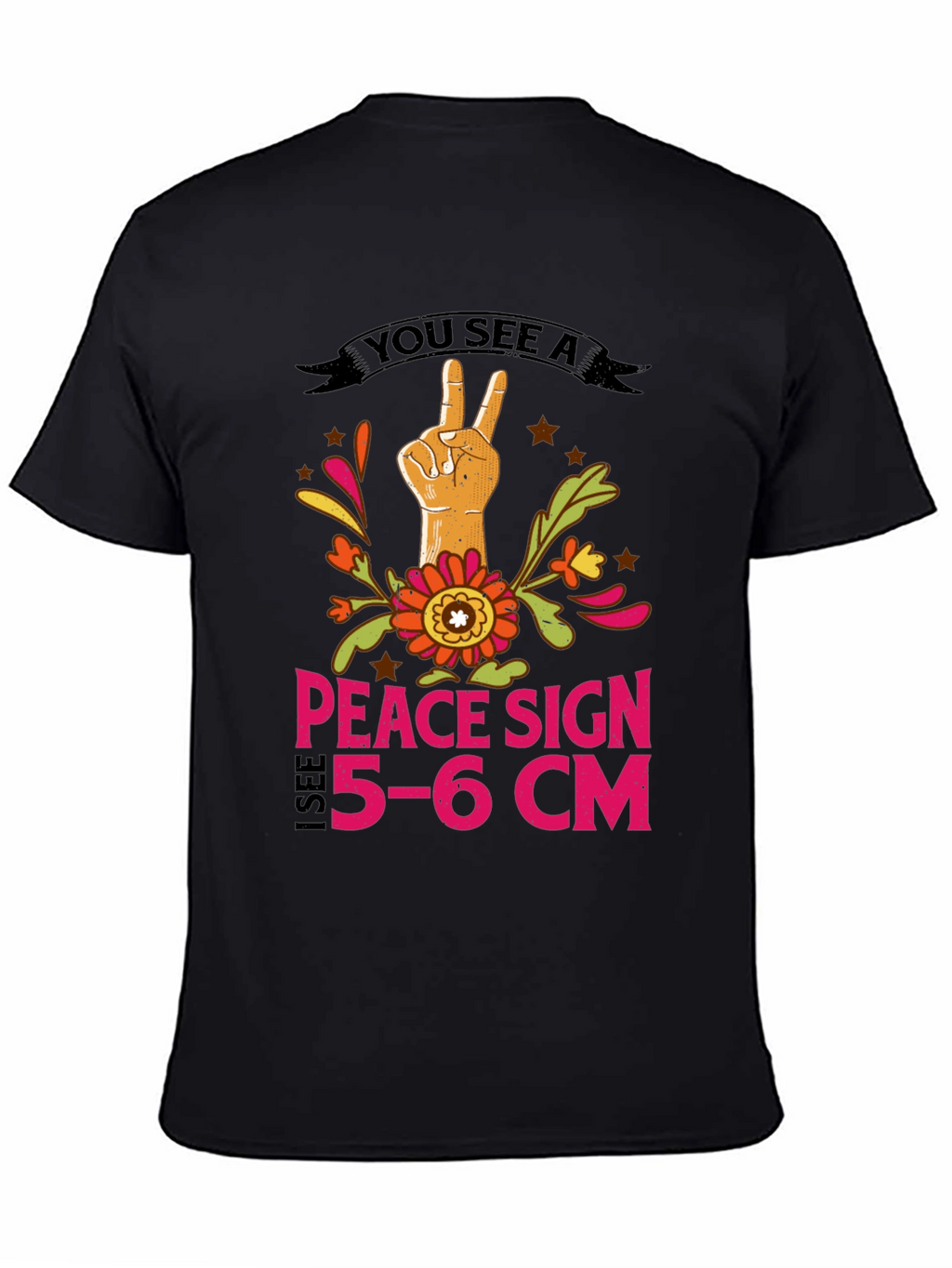 Peace Sign 5-6cm T-Shirt - Funny Novelty Tee