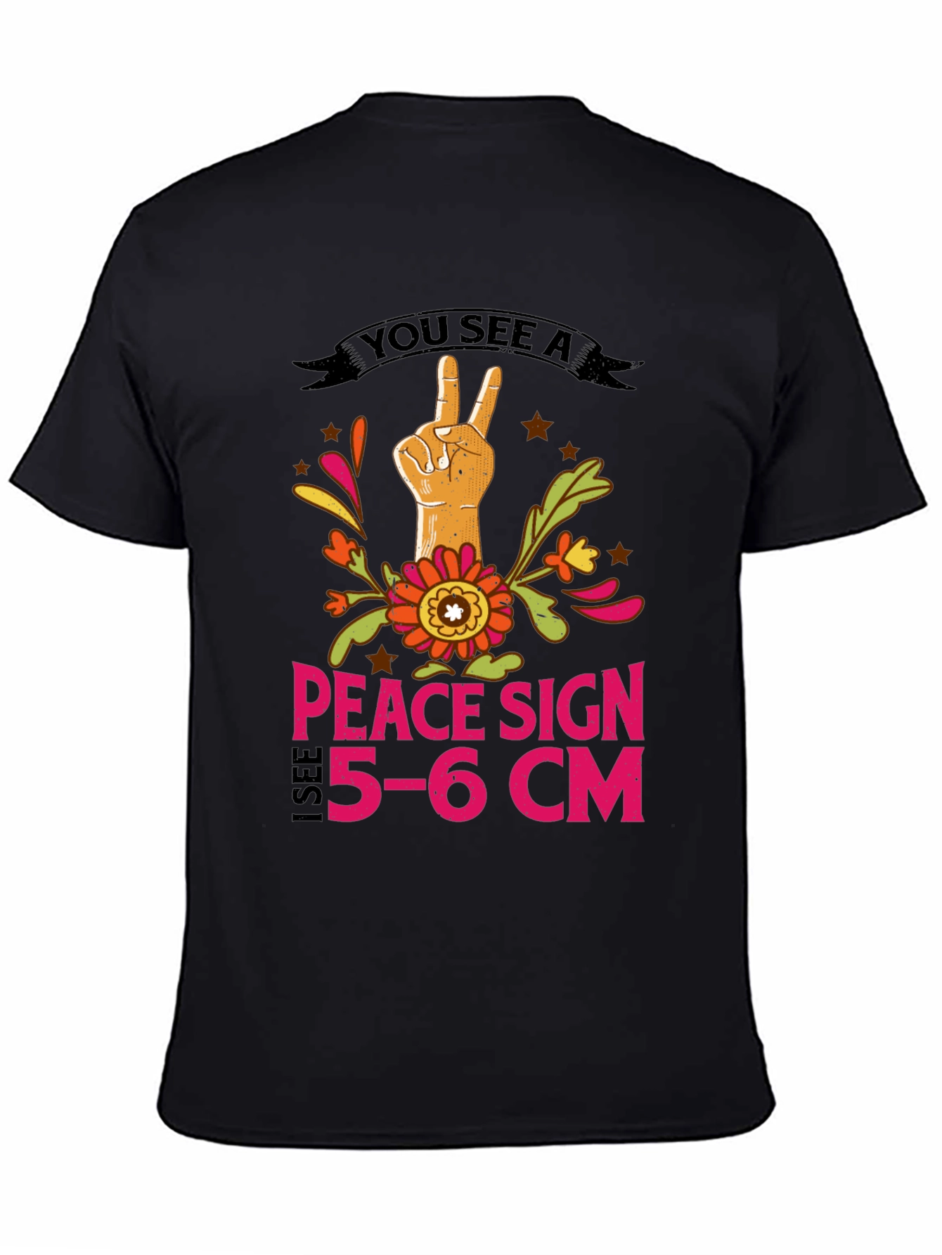 Peace Sign 5-6cm T-Shirt - Funny Novelty Tee