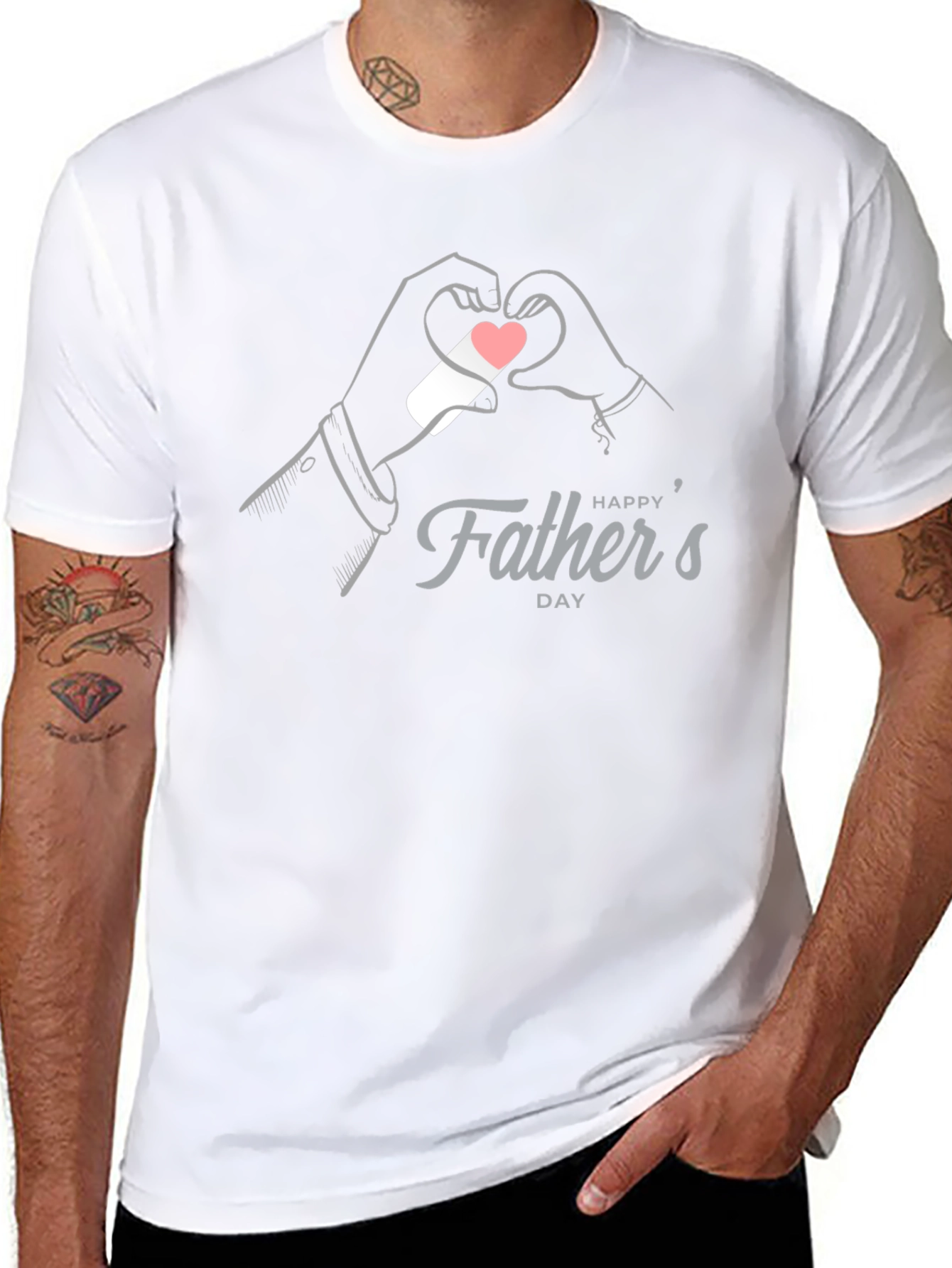 Happy Fathers Day T-Shirt - Heart Hands Graphic Tee