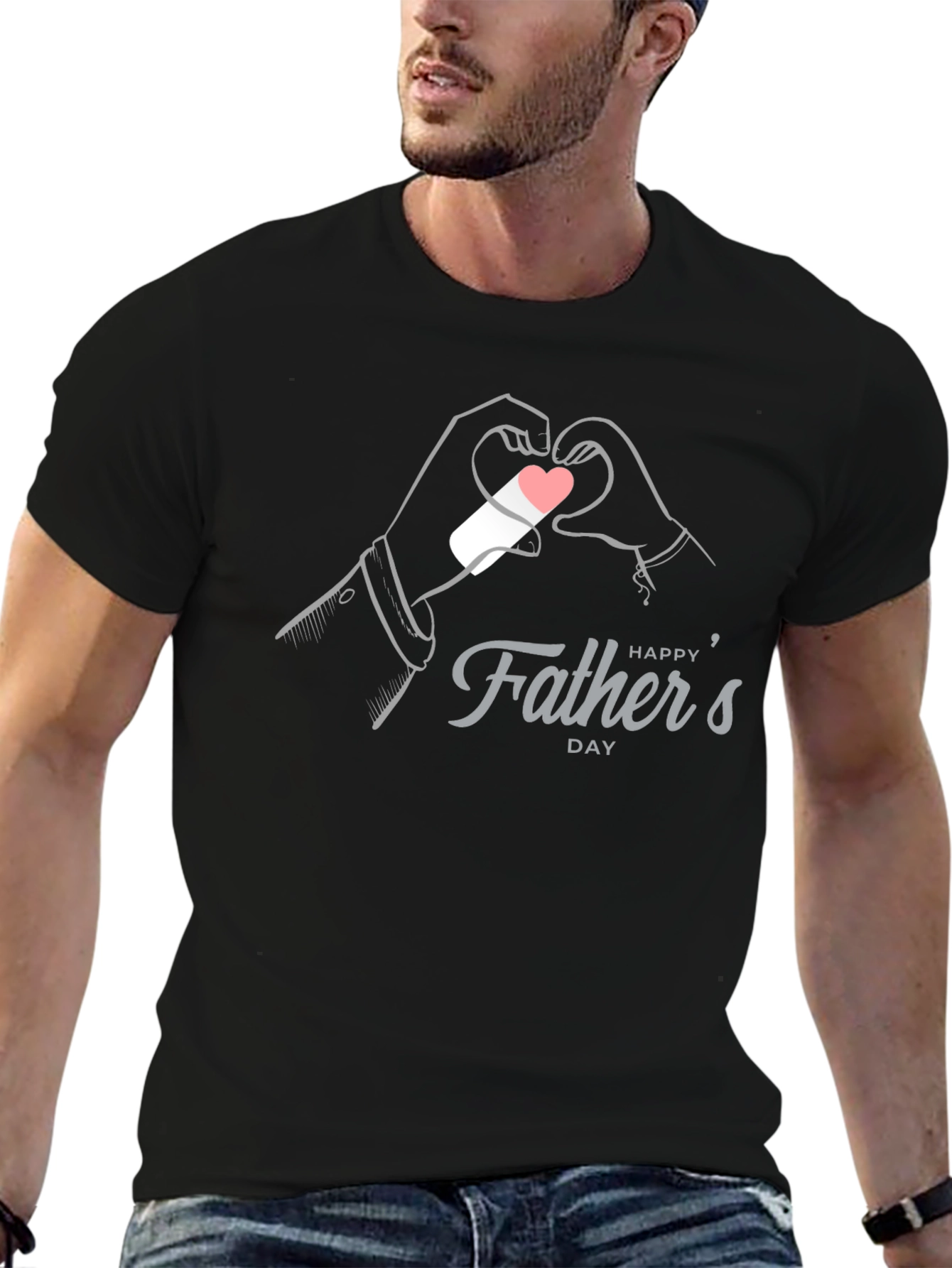 Happy Fathers Day T-Shirt - Heart Hands Graphic Tee