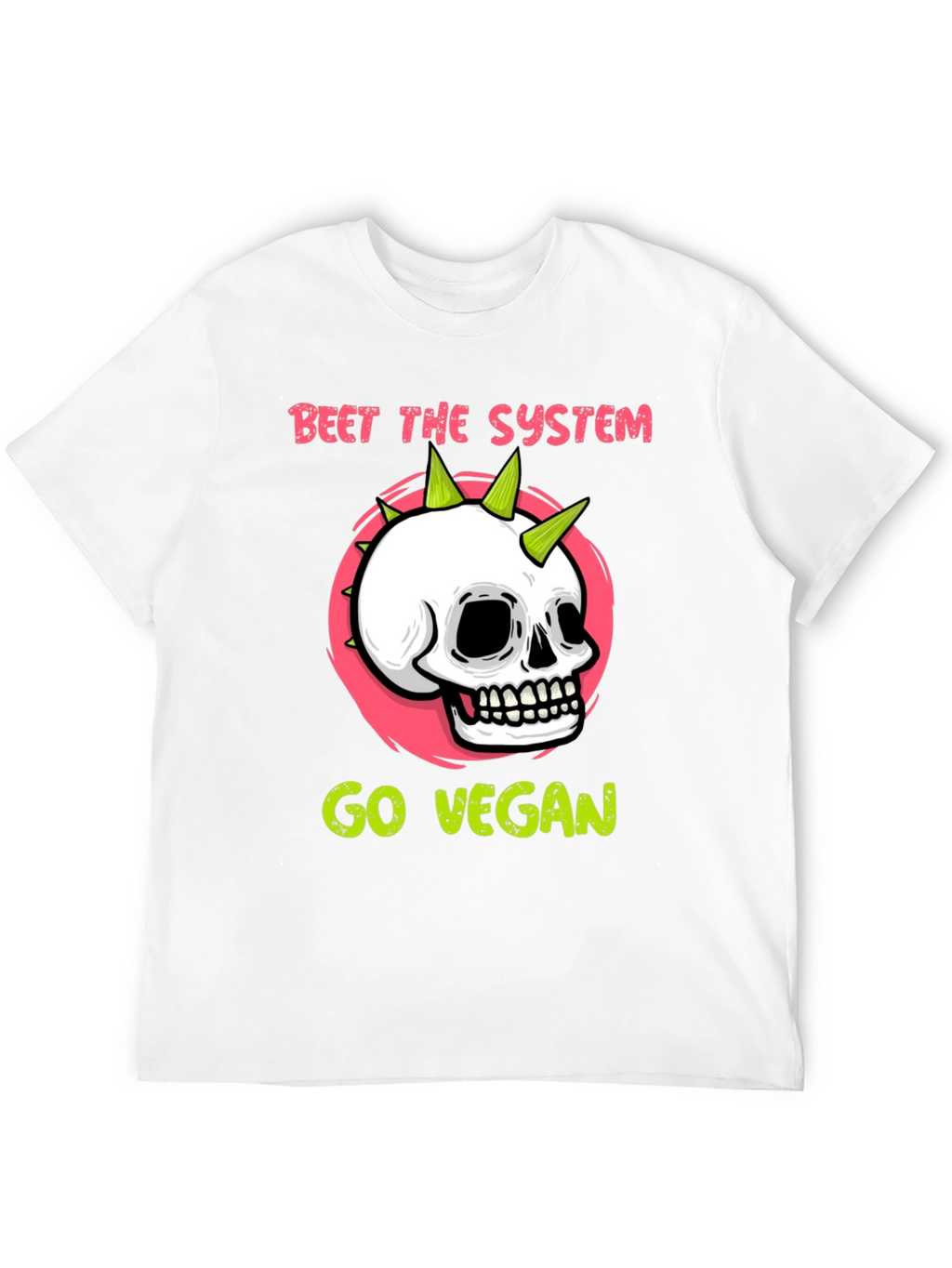 Beet the System Go Vegan T-Shirt Punk Skull Graphic