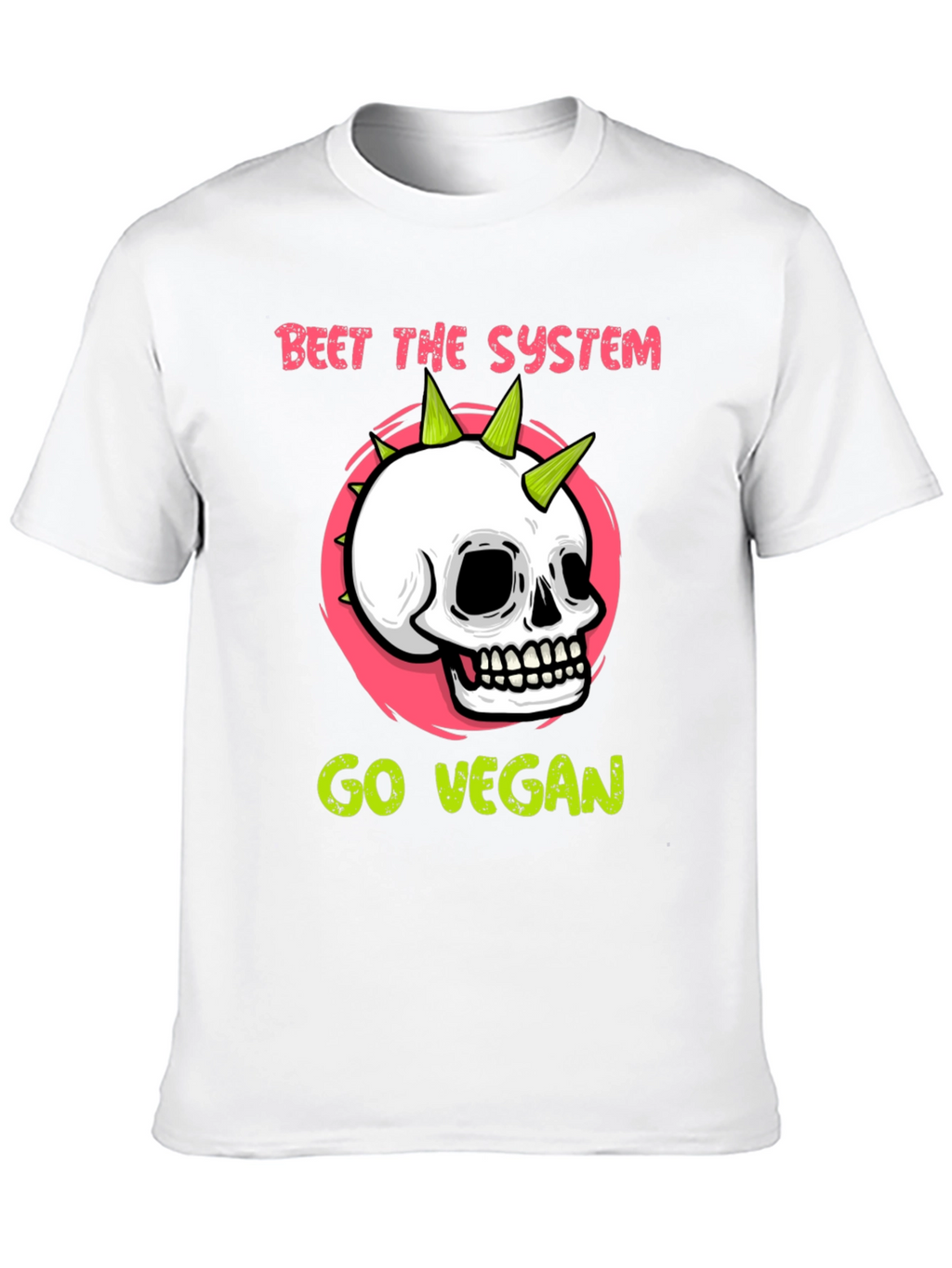 Beet the System Go Vegan T-Shirt Punk Skull Graphic
